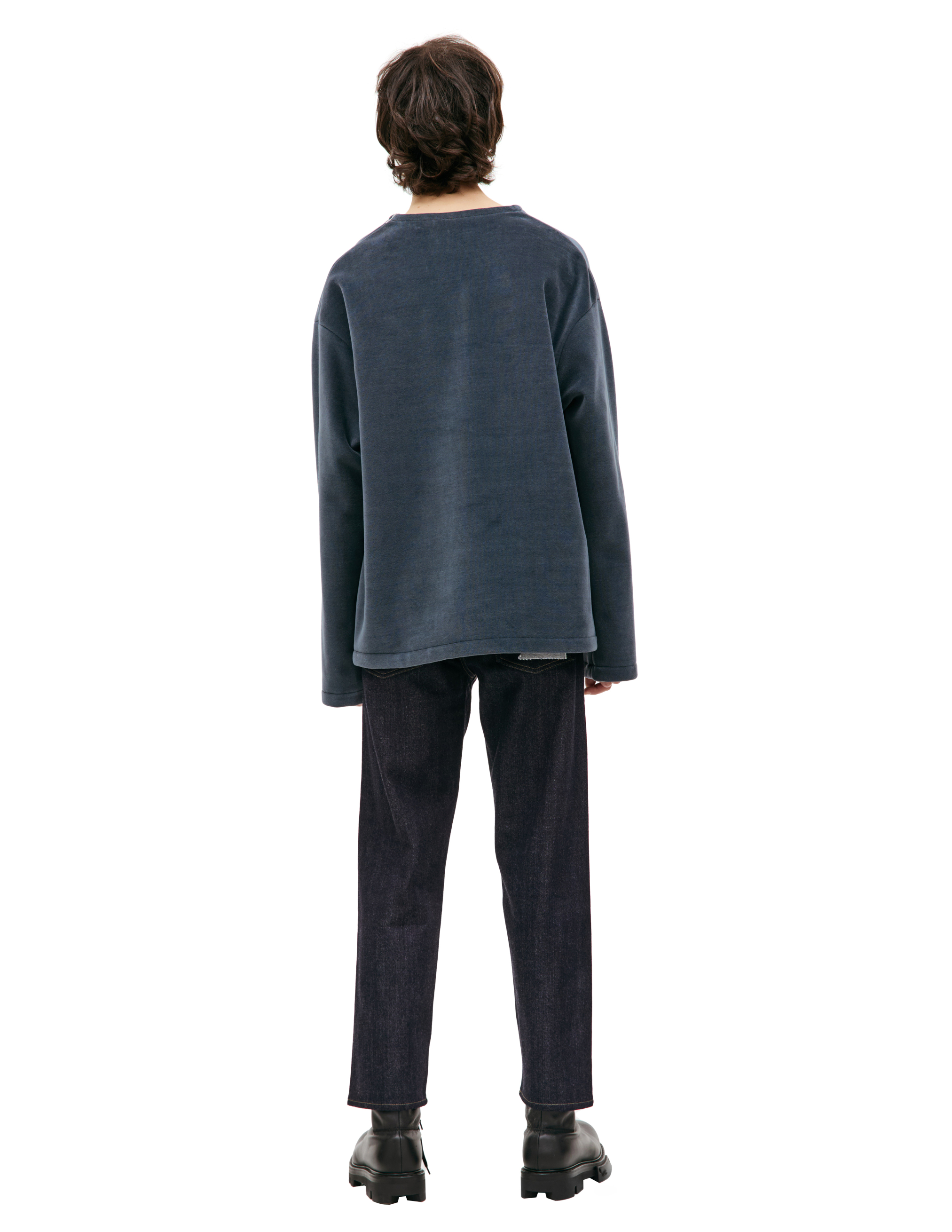 Shop Jil Sander Velvet Zip-up Sweatshirt In Blue