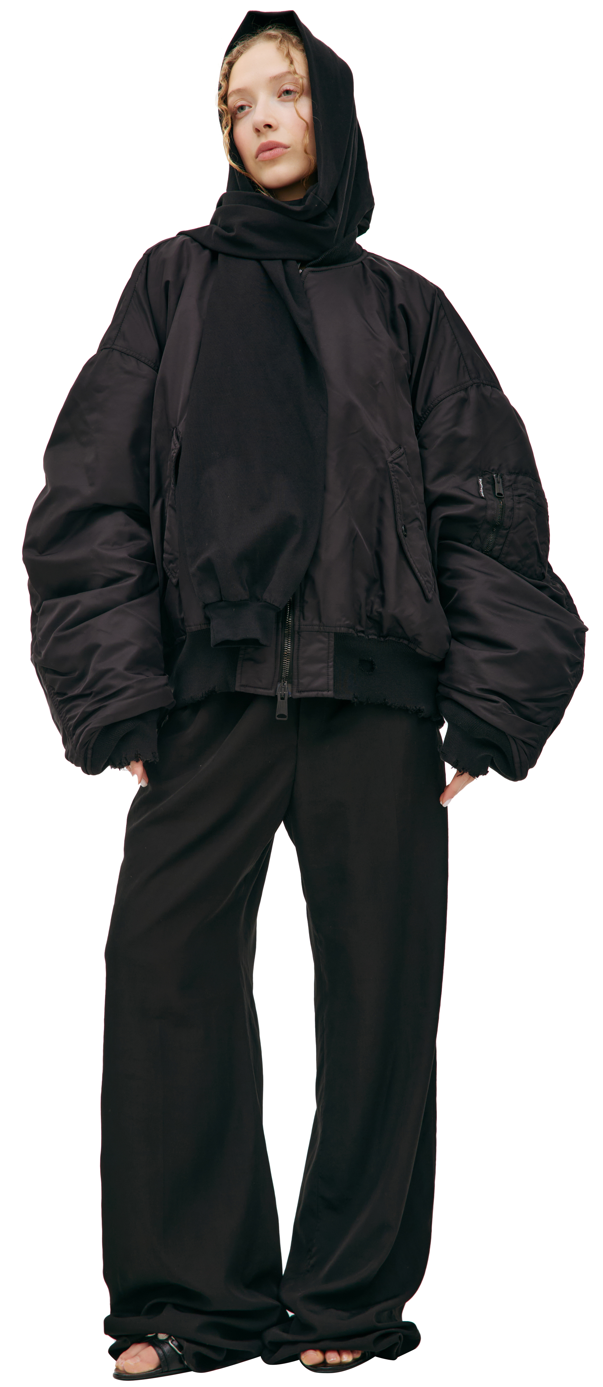 VIPSALE【BALENCIAGA】ブラック ウィメンズ ドレープ Bomber vx3e6rvj53z96hv5yde2dkr6upygr4