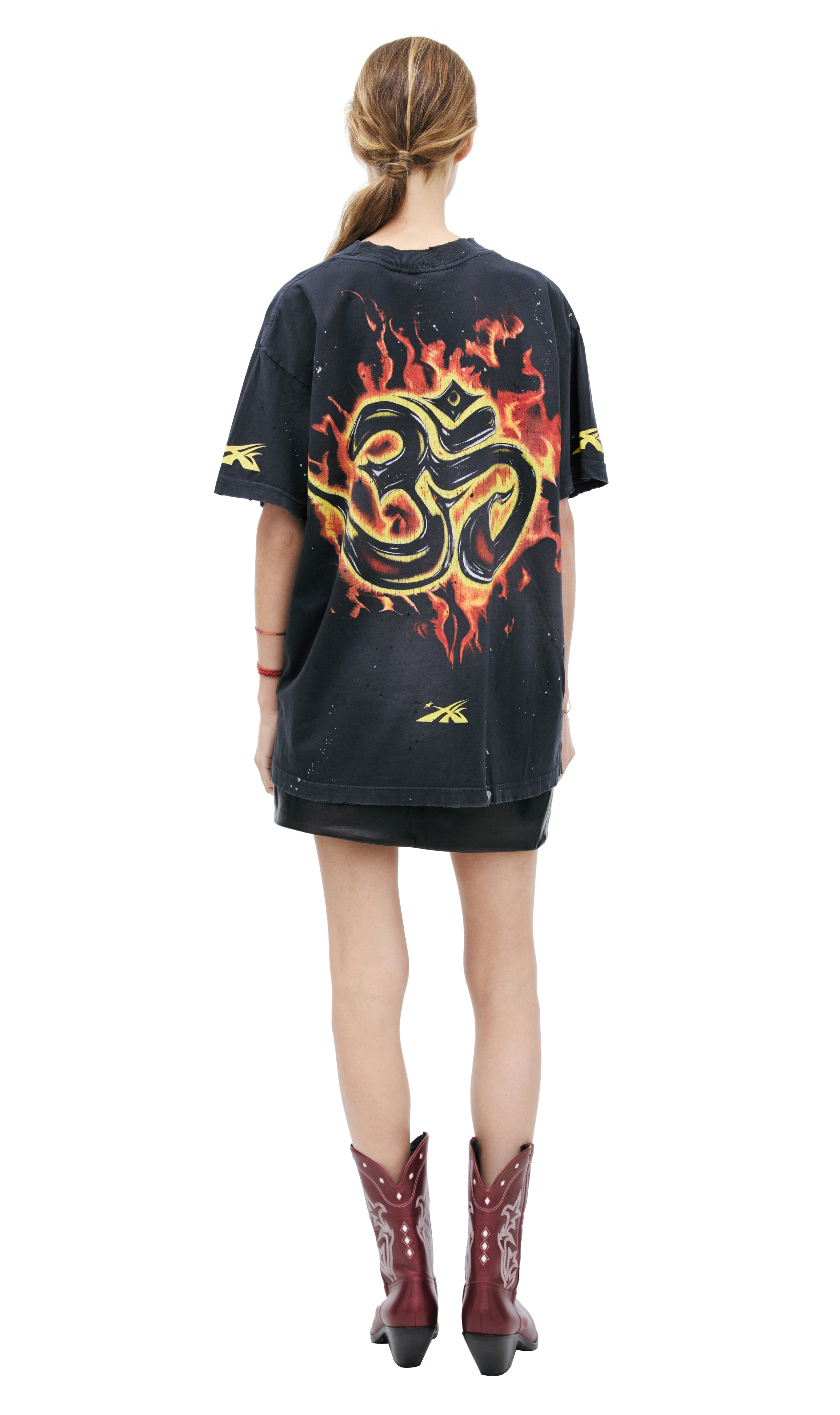 Buy Hellstar women black printed cotton t-shirt for $158 online on