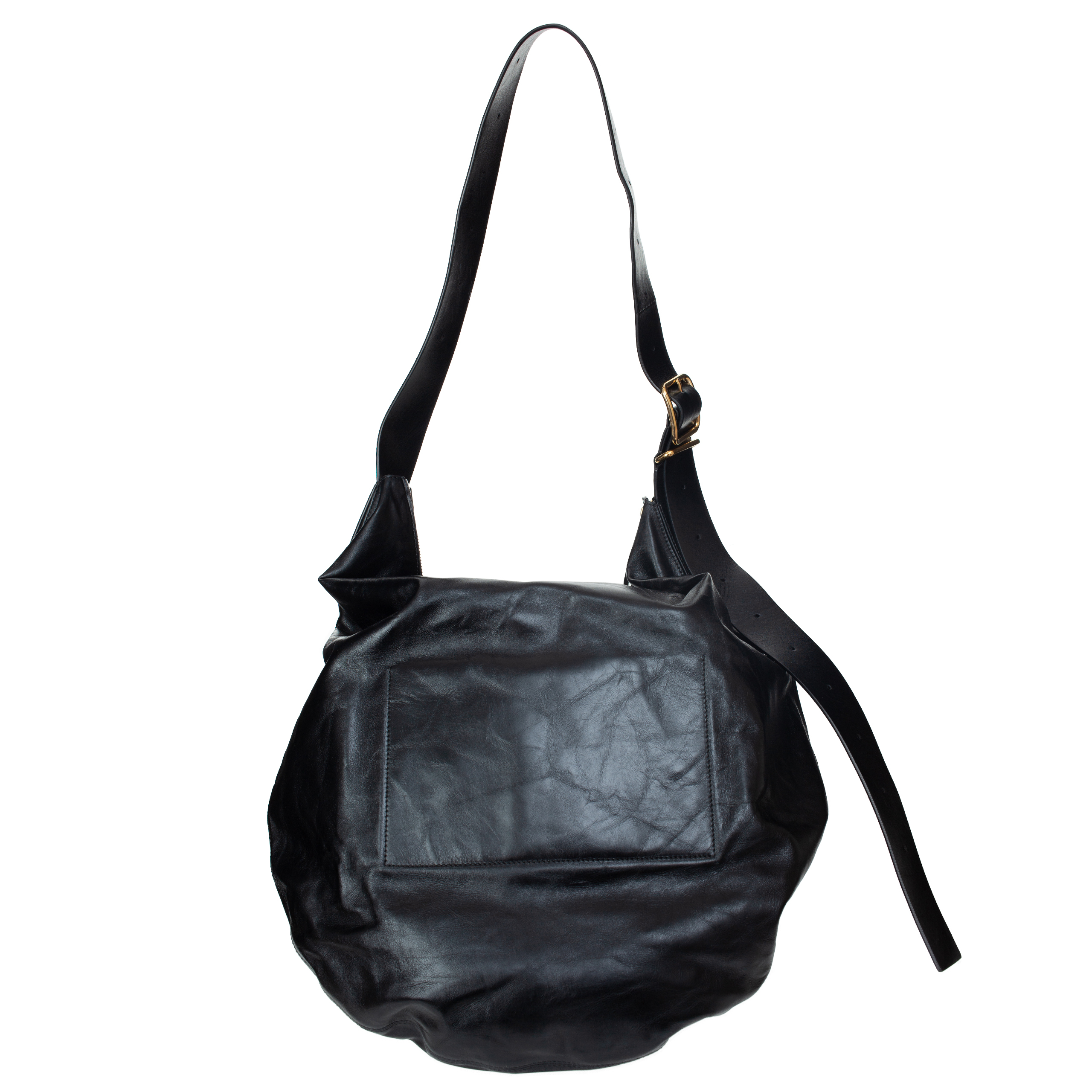 Shop Jil Sander Moon Large Leather Bag In Black