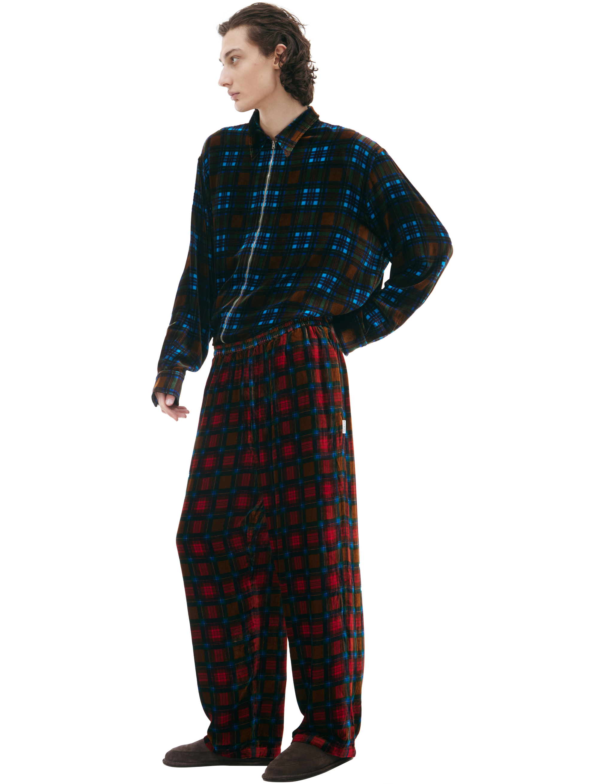 Acne Studios Red Plaid Trousers In Red