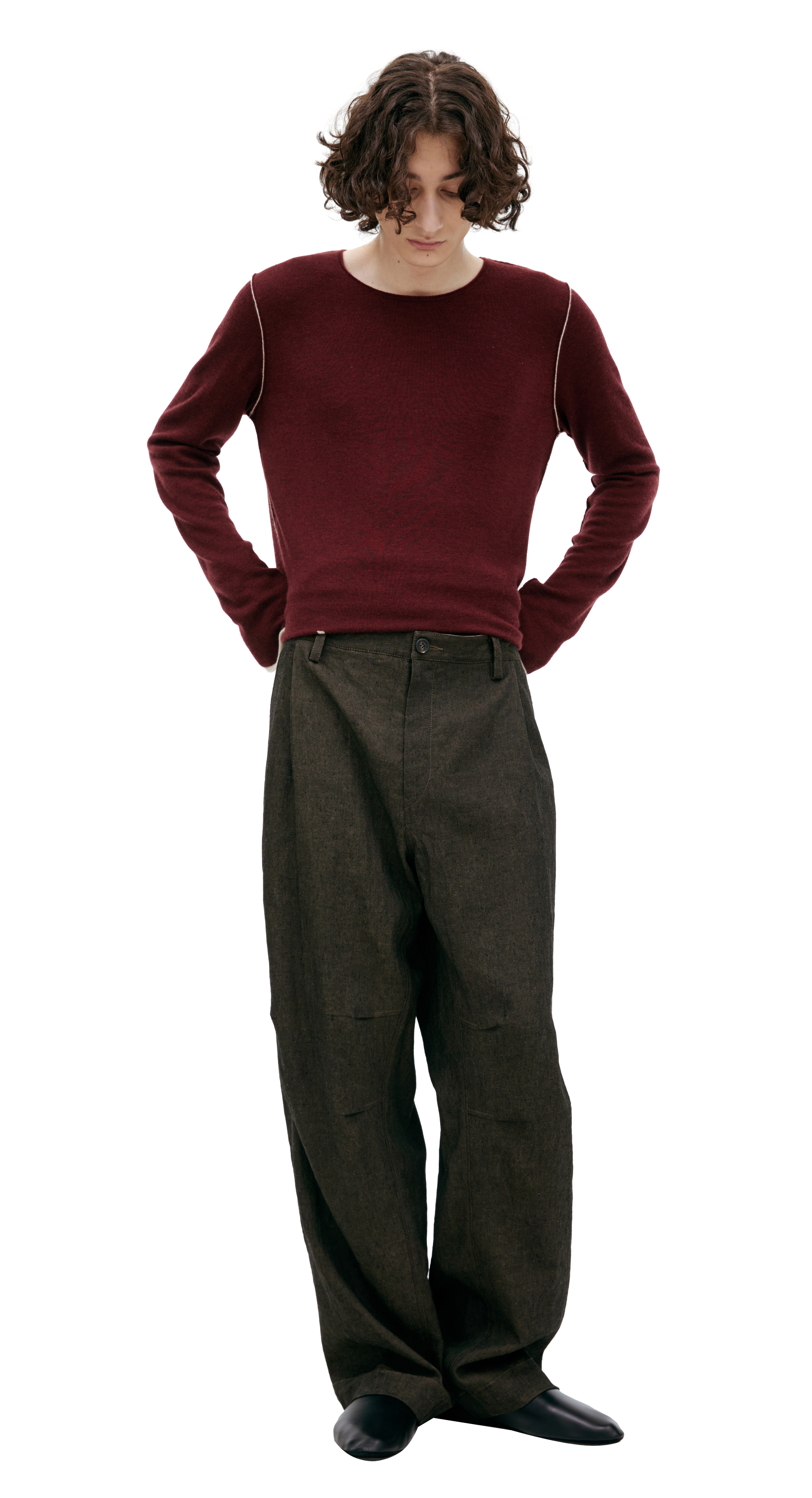 Ziggy Chen Dark Grey Linen Trousers In Gray