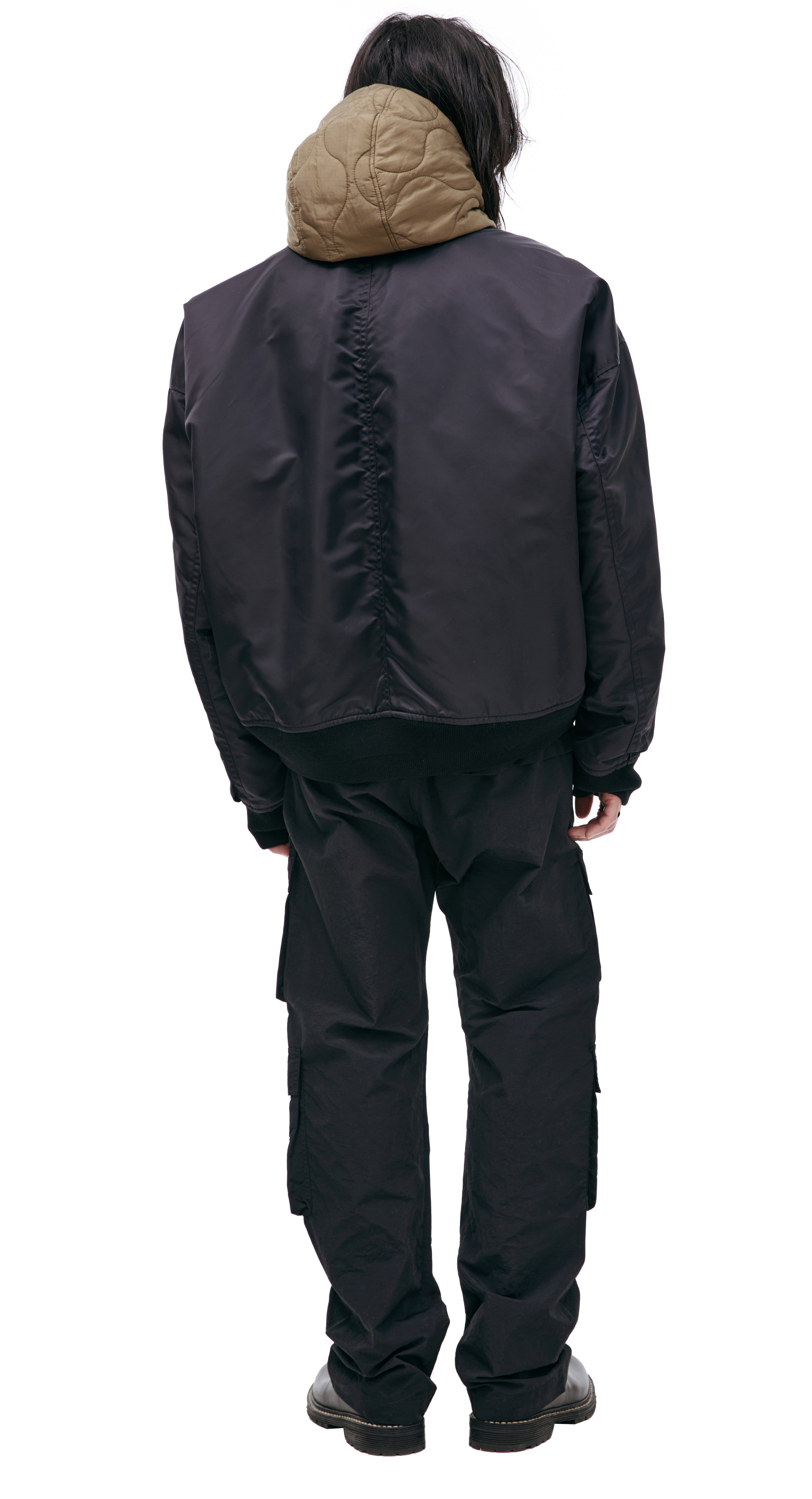 Buy Maison Mihara Yasuhiro men black hooded bomber jacket for $977