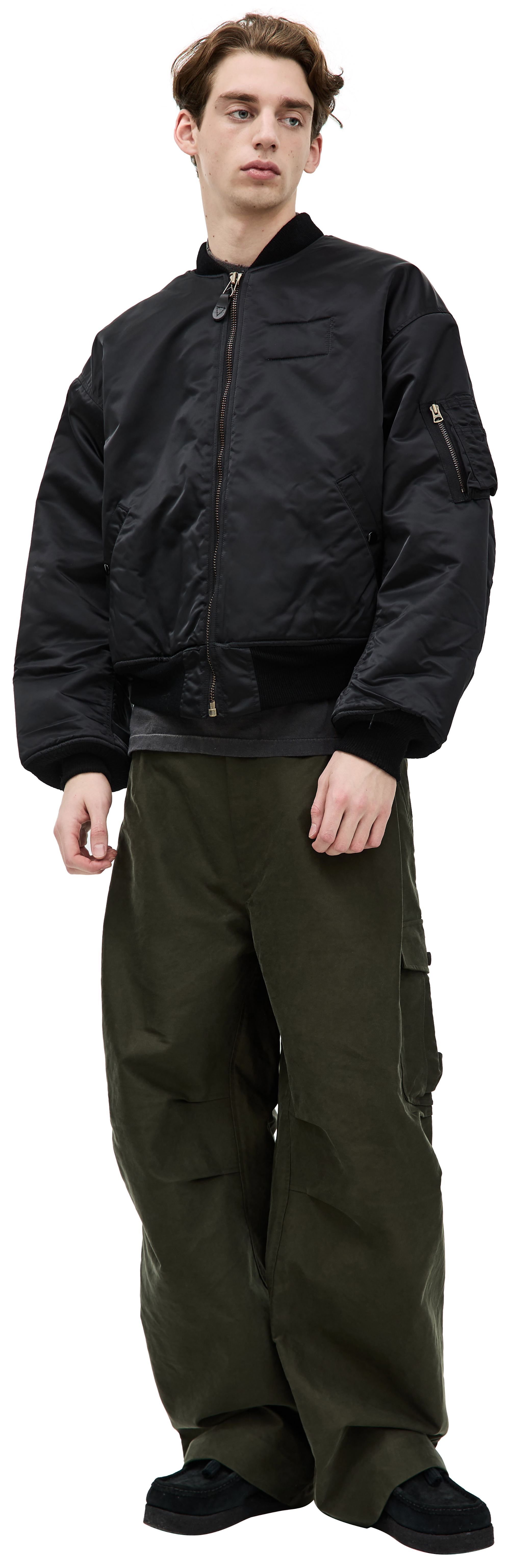 Buy Saint Mxxxxxx men black two-way zippered bomber for $1,303