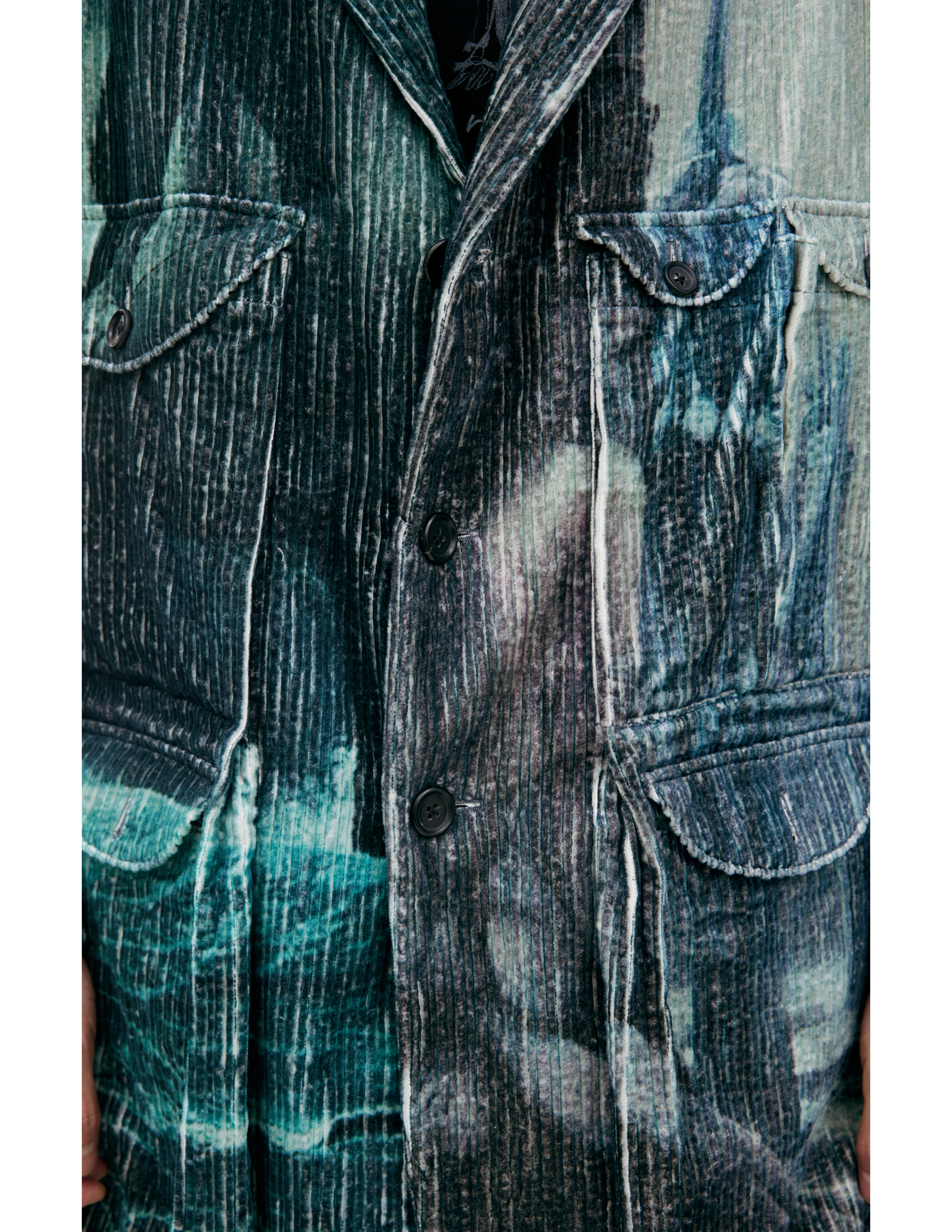 Yohji Yamamoto Monoprint Corduroy Blazer In Green