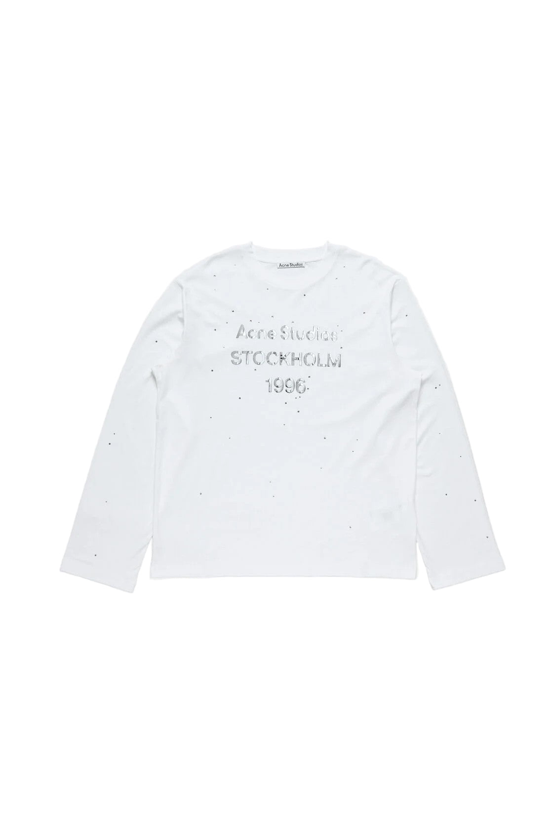 Acne Studios Logo Long Sleeve Crewneck T-shirt In White