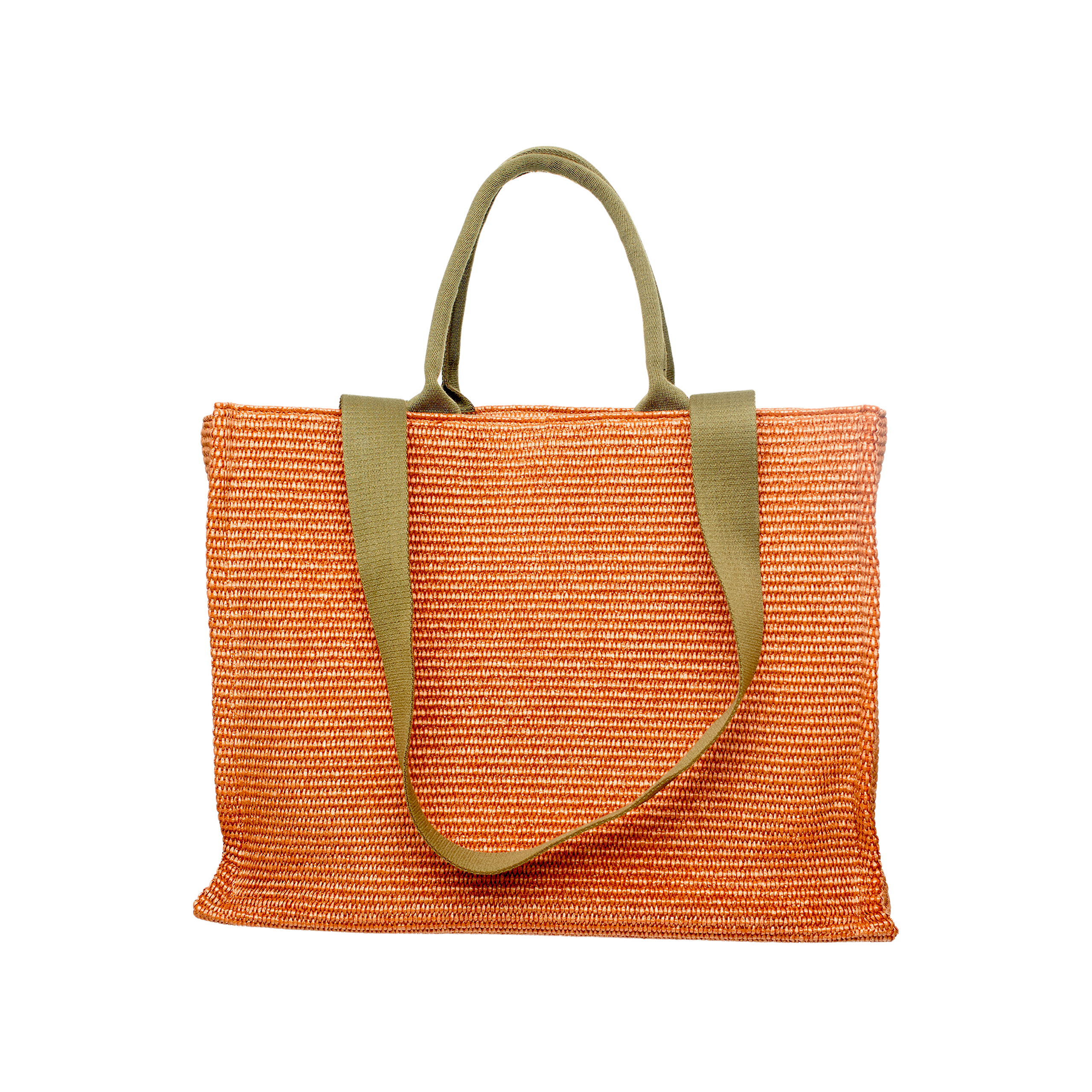 Shop Marni Large Raffia Tote Bag In Orange