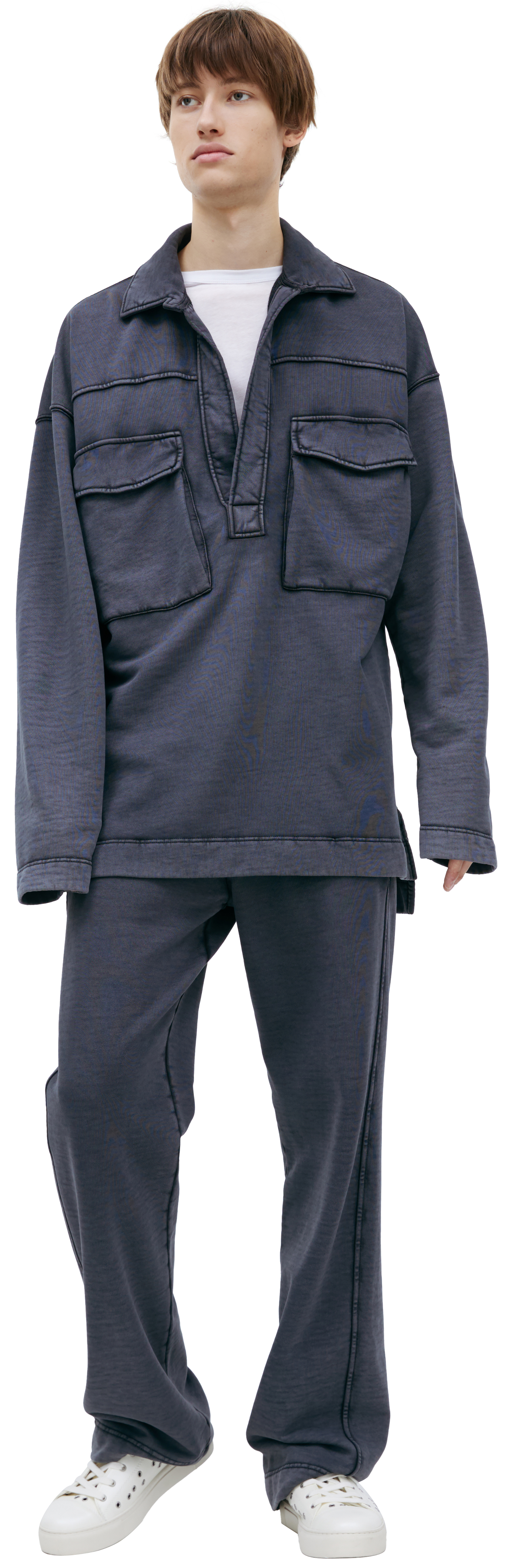 Buy Dries Van Noten men grey v-neck sweatshirt for $323