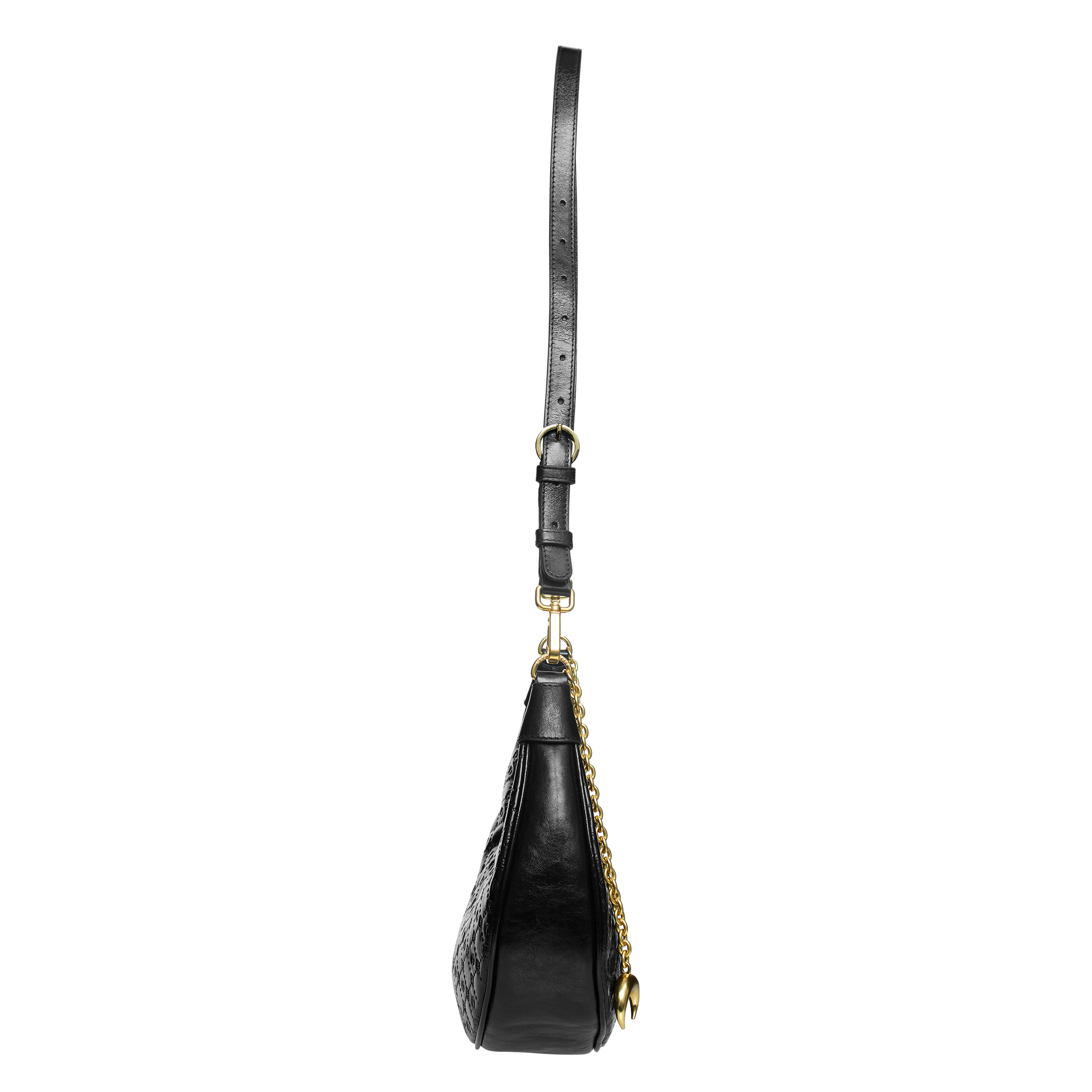 Marine Serre Leather Bag With Chain In Black