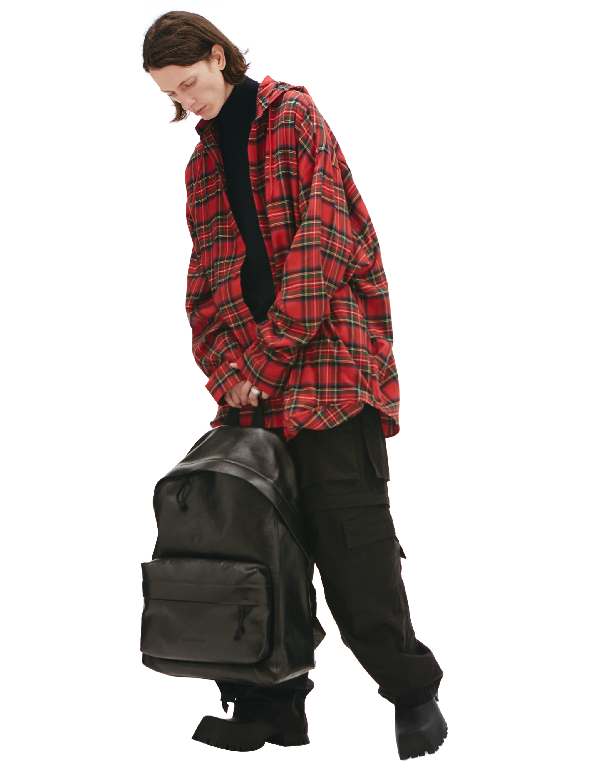 Balenciaga Hooded Flannel Check Shirt