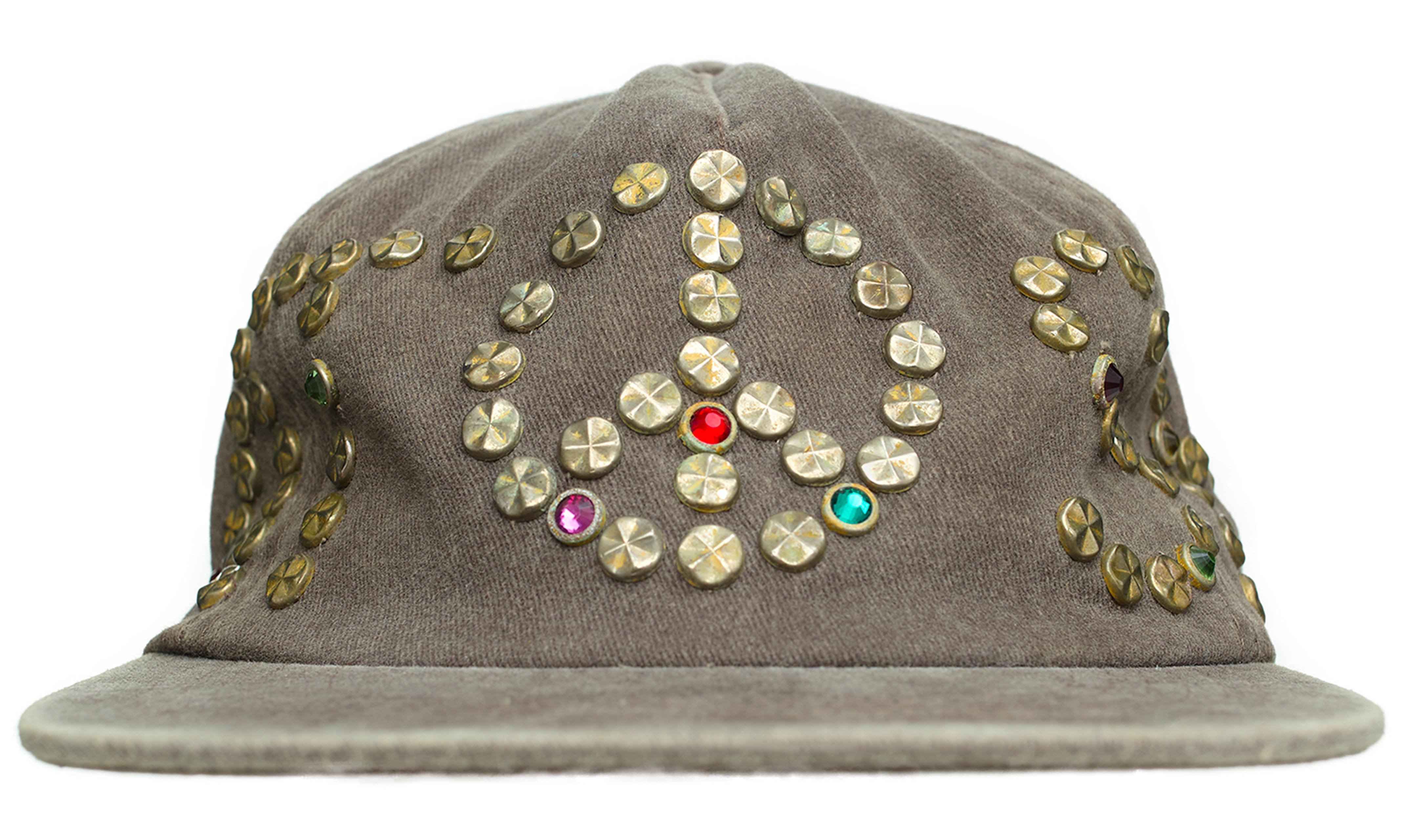 Buy Satoshi Nakamoto men brown cap with riveted logo for $570