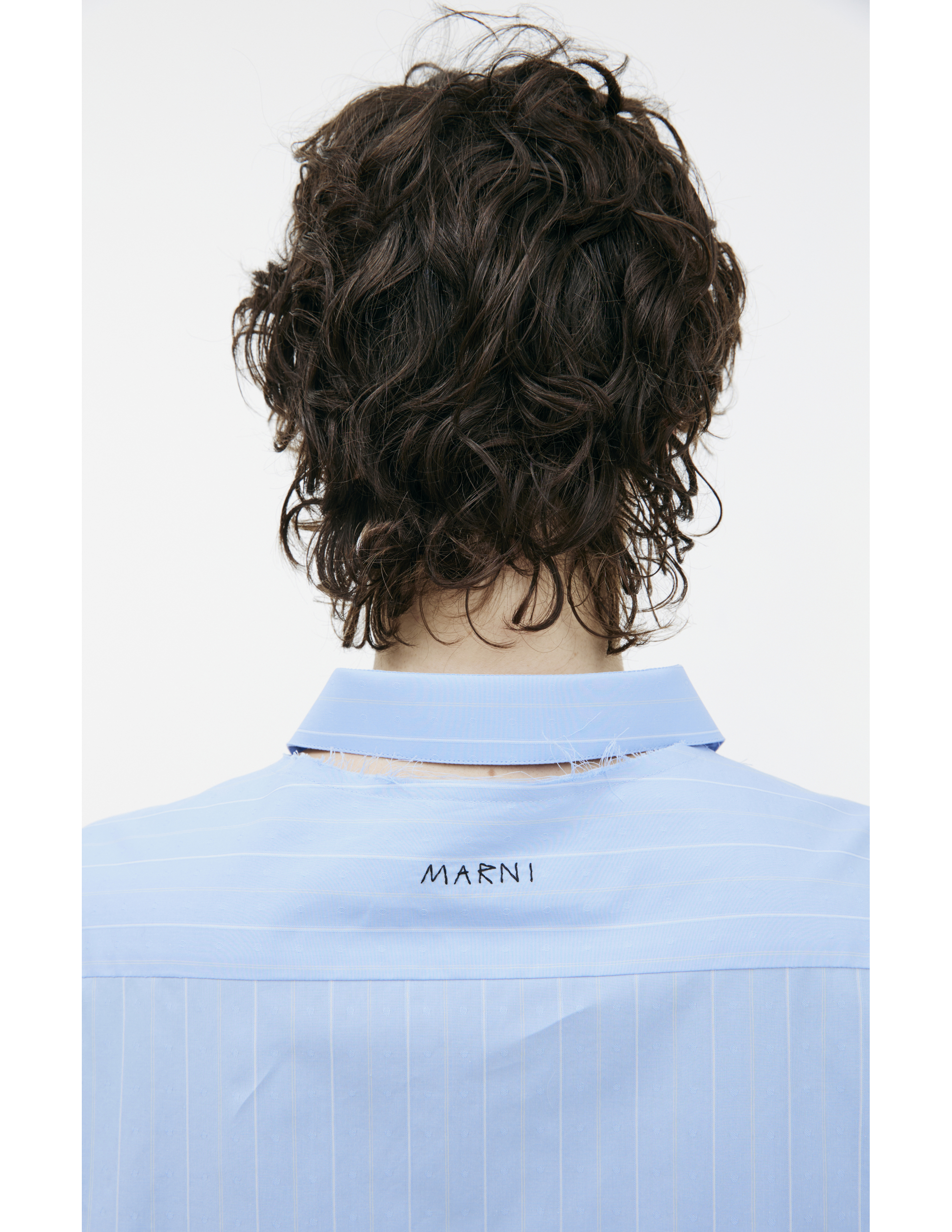 Shop Marni Shirt With A Torn Collar In Blue