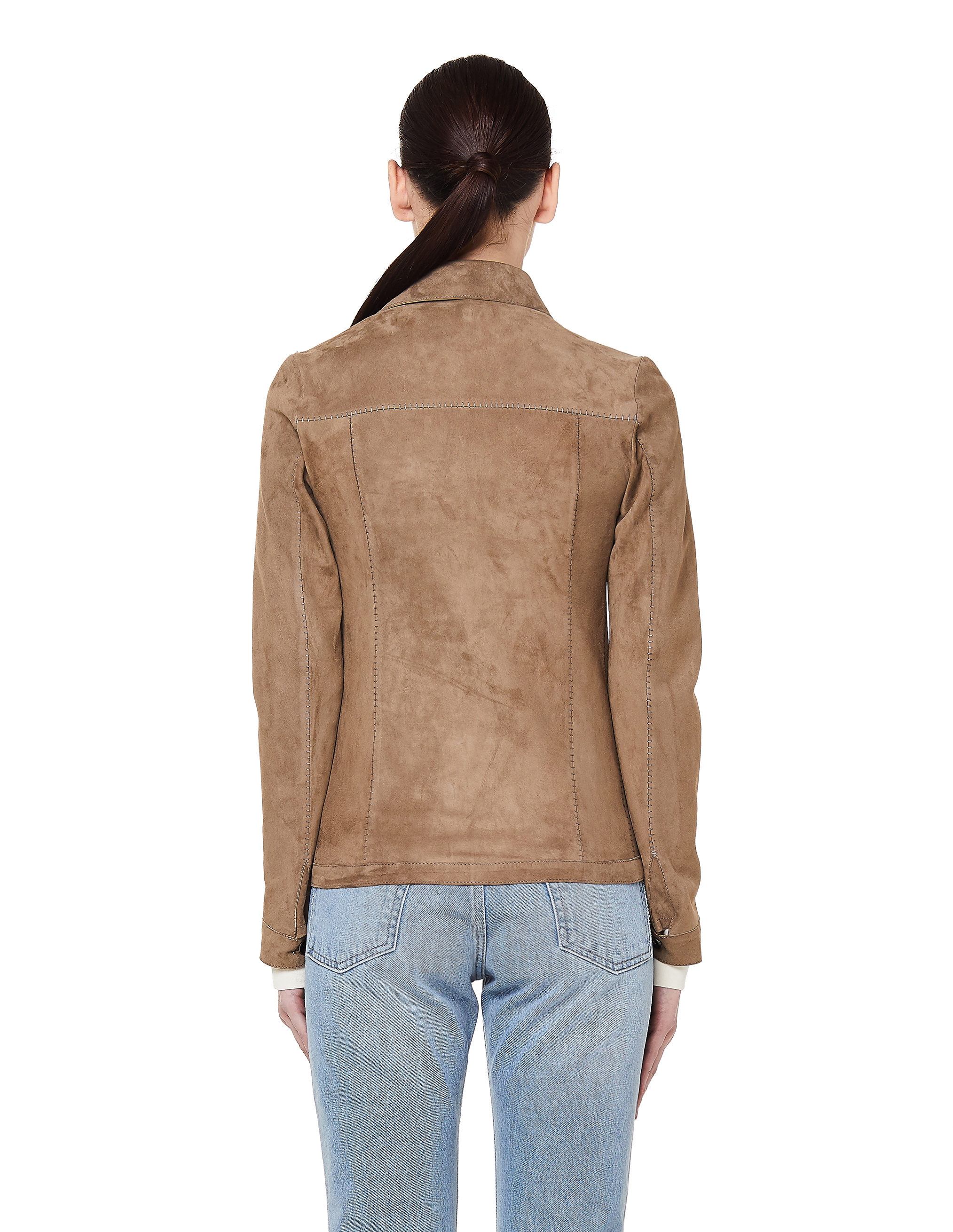Buy Salvatore Santoro women beige suede shirt jacket for