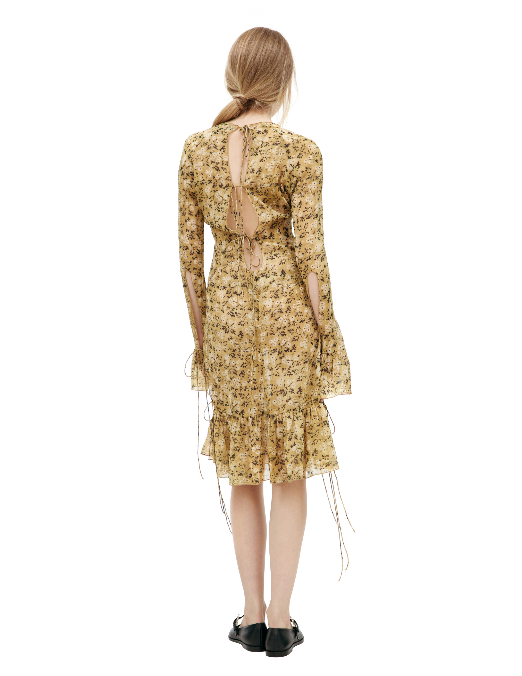Knwls Silk Monoprint Dress In Brown