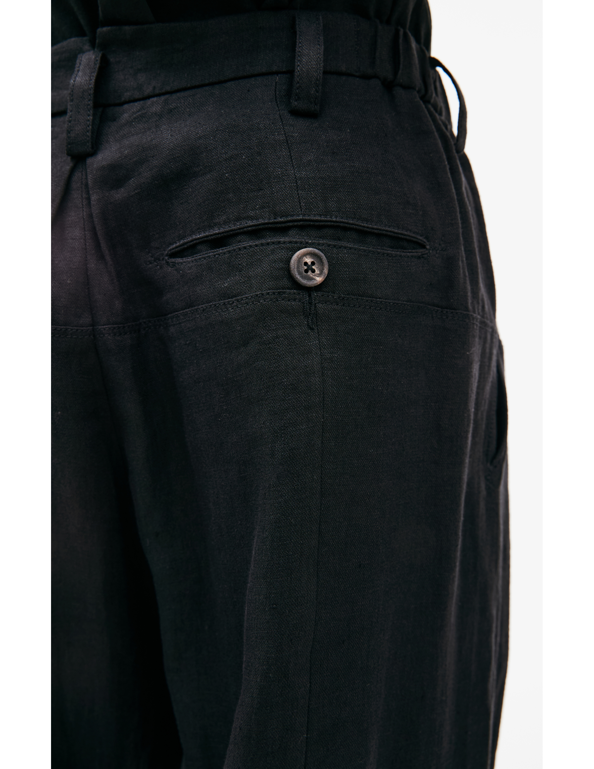 Shop Ziggy Chen Black Linen Trousers