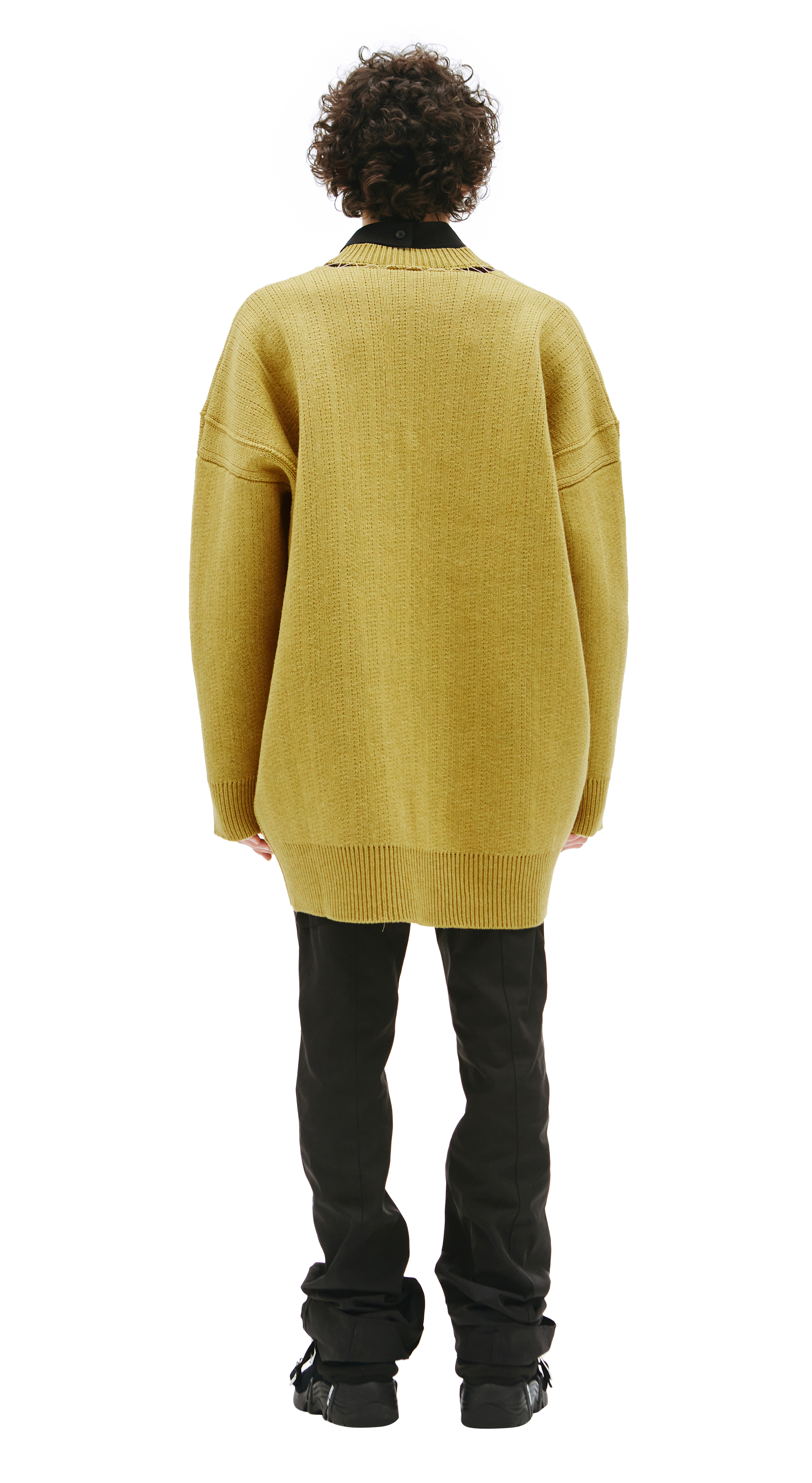 Buy Raf Simons men green v-neck oversize sweater for $1,974 online