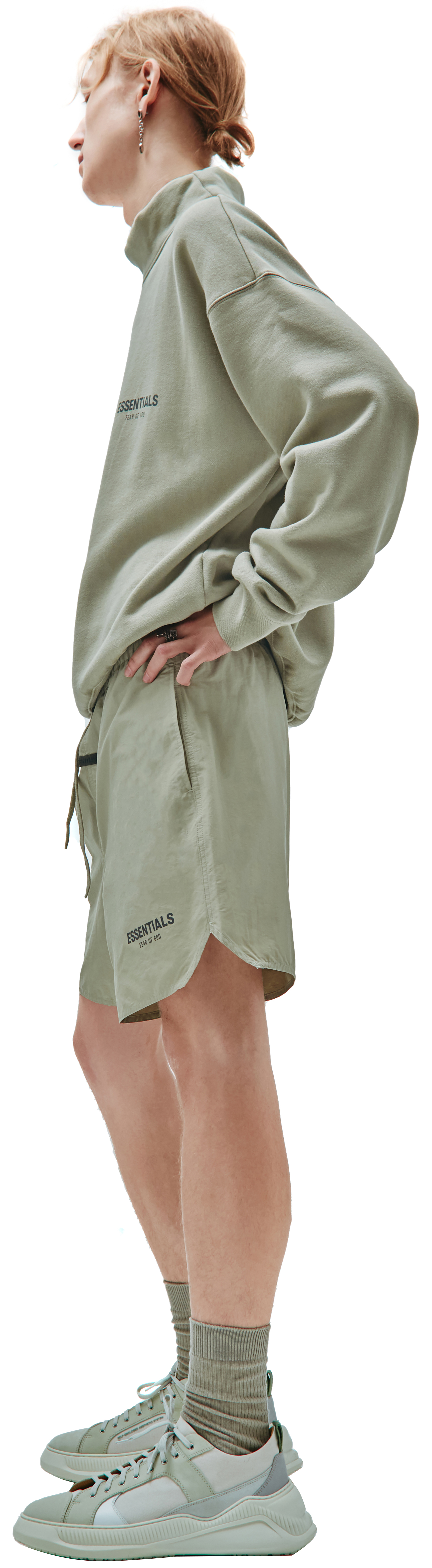 men green logo print nylon shorts 
