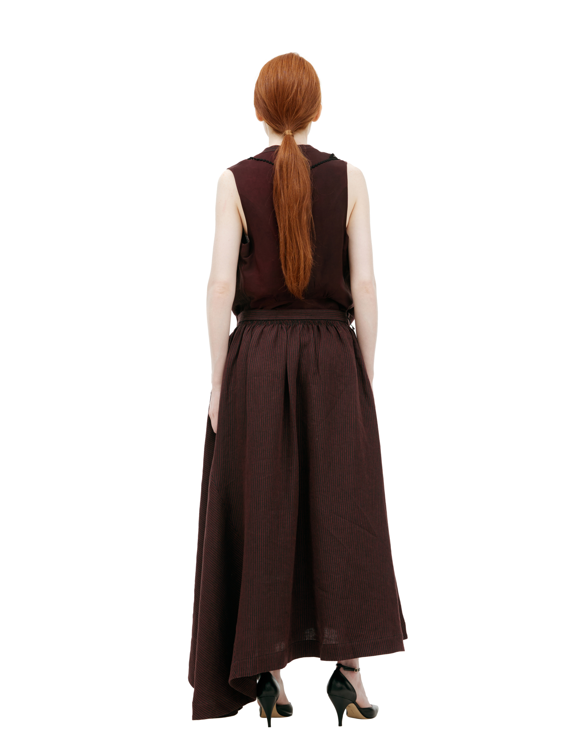 Shop Ziggy Chen Striped Midi Skirt