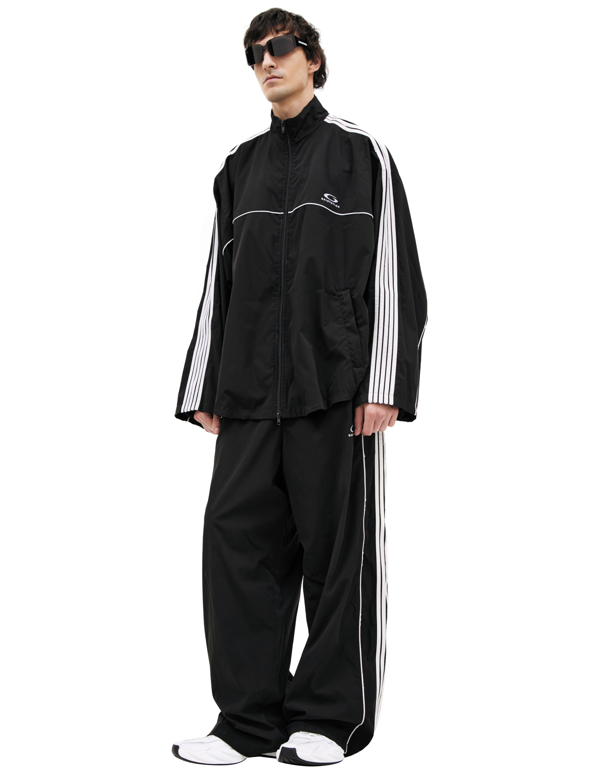 Balenciaga Black Tracksuit Jacket In Technical Fabric In Black