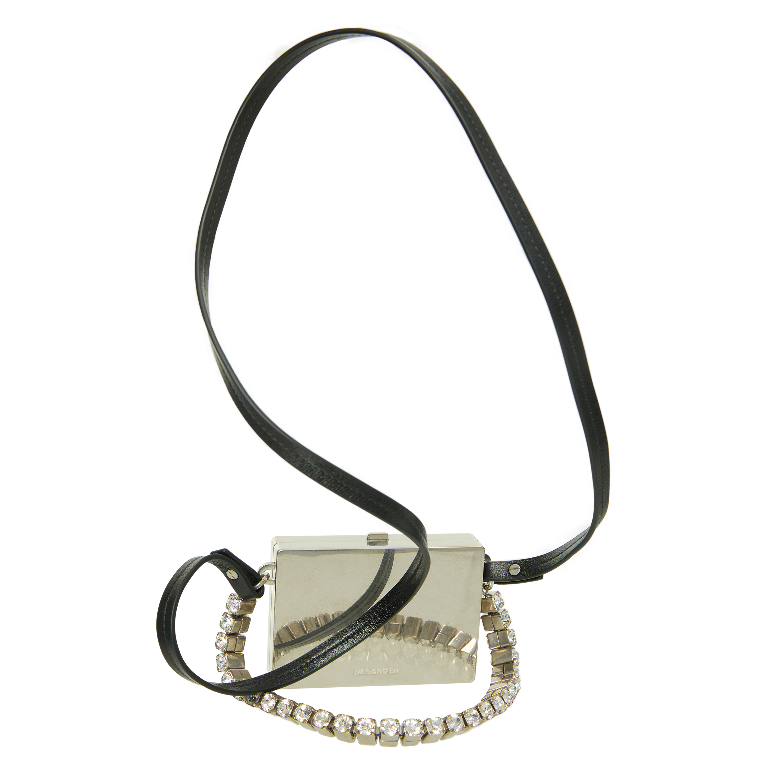 Jil Sander Mirror Clutch With Rhinestones In Silver