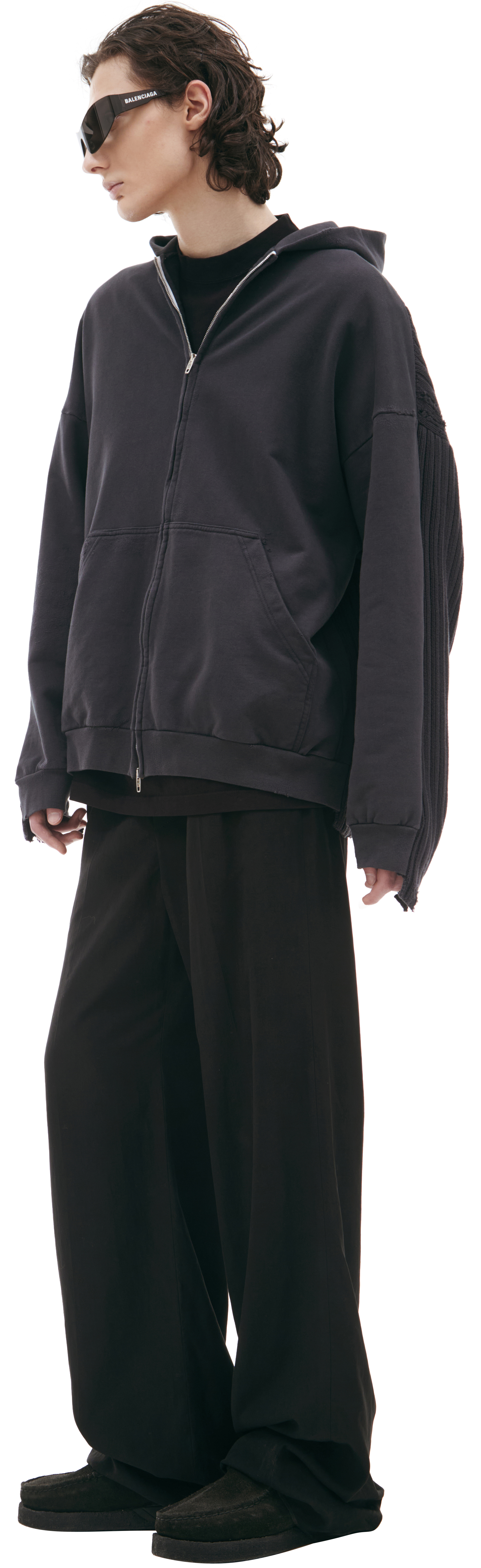 Buy Balenciaga men grey hoodie with zipper for $3,555 online