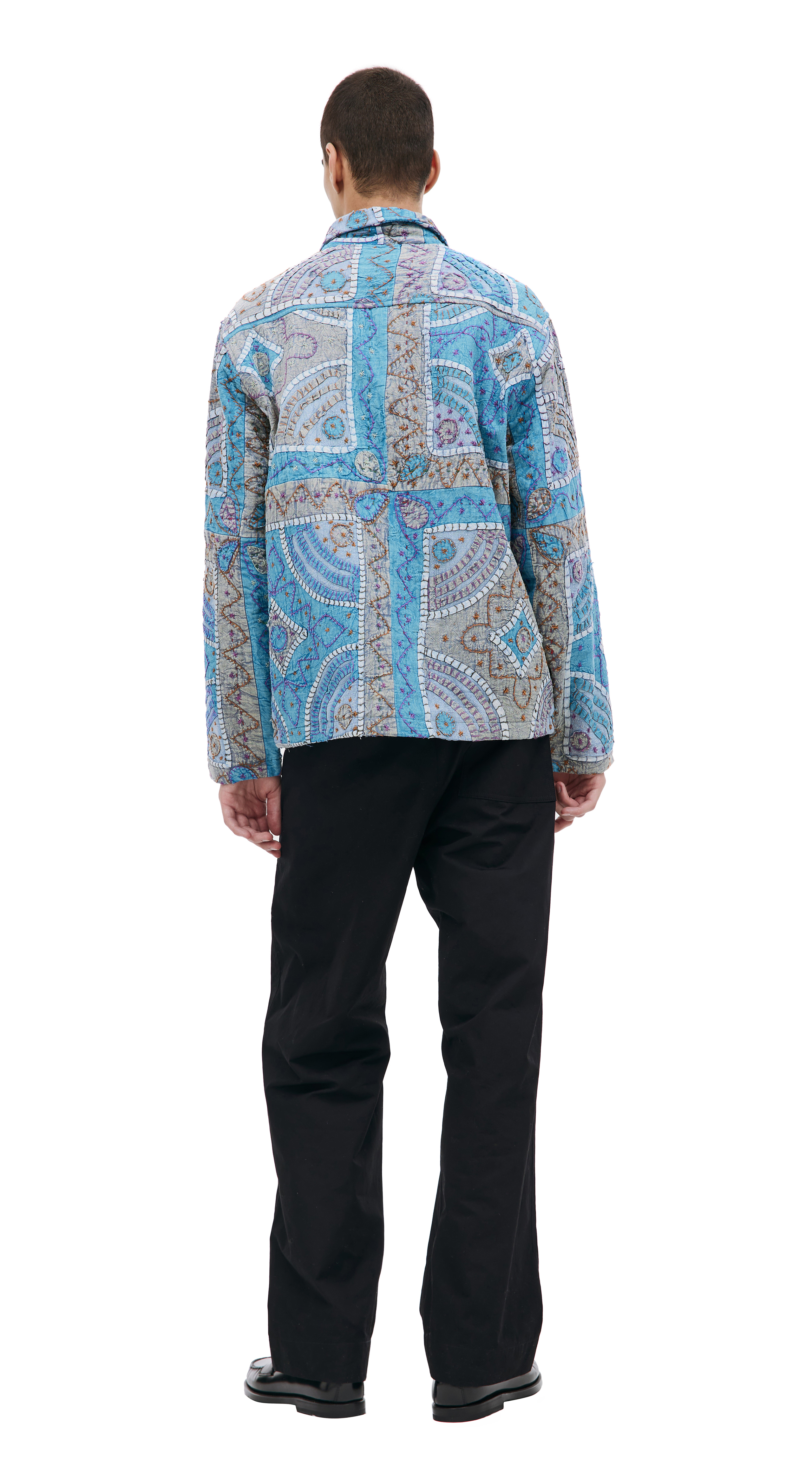 。*様 KARU RESEARCH CROPPED JACKET Buy KARU RESEARCH men blue handcrafted quilted cotton jacket