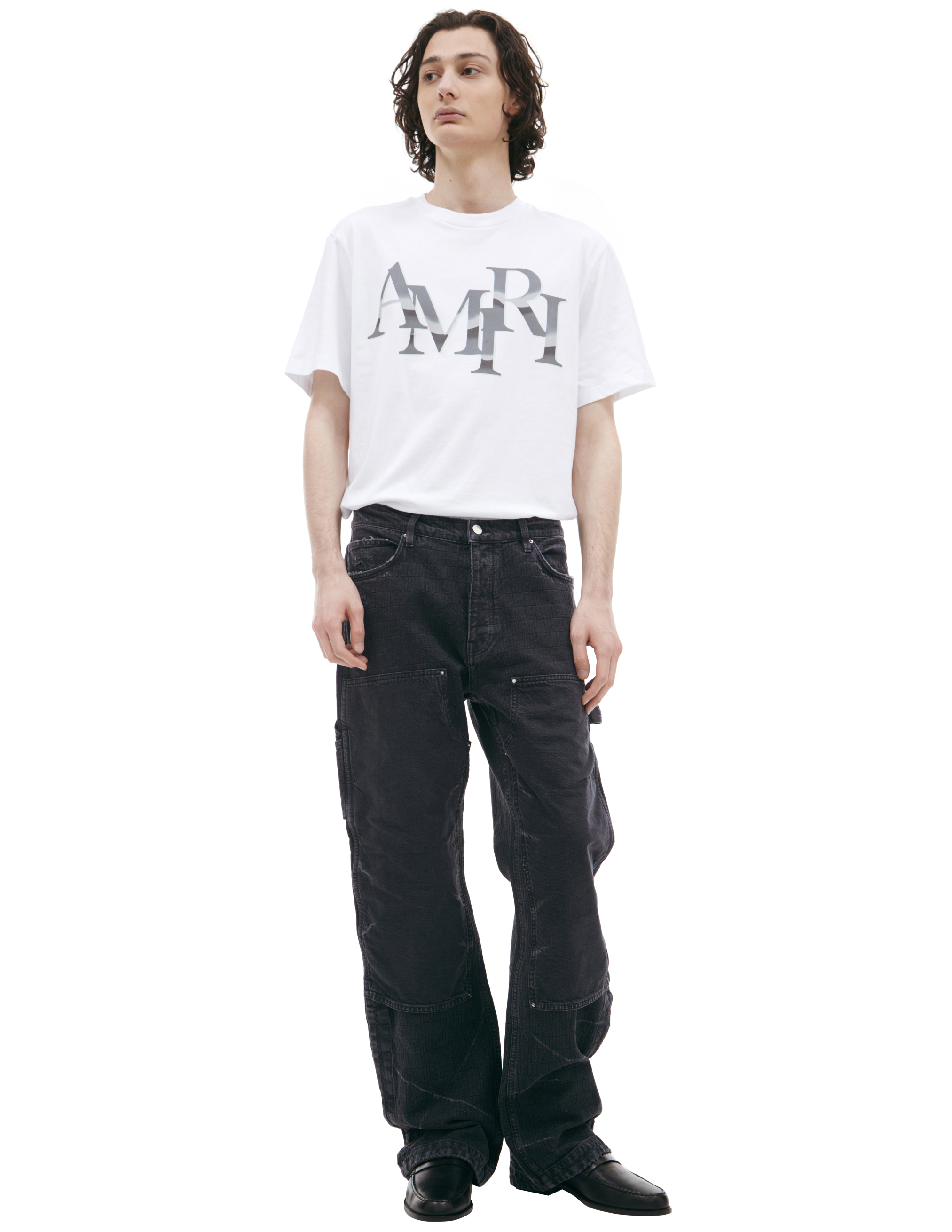 Amiri White Logo T-shirt In Black