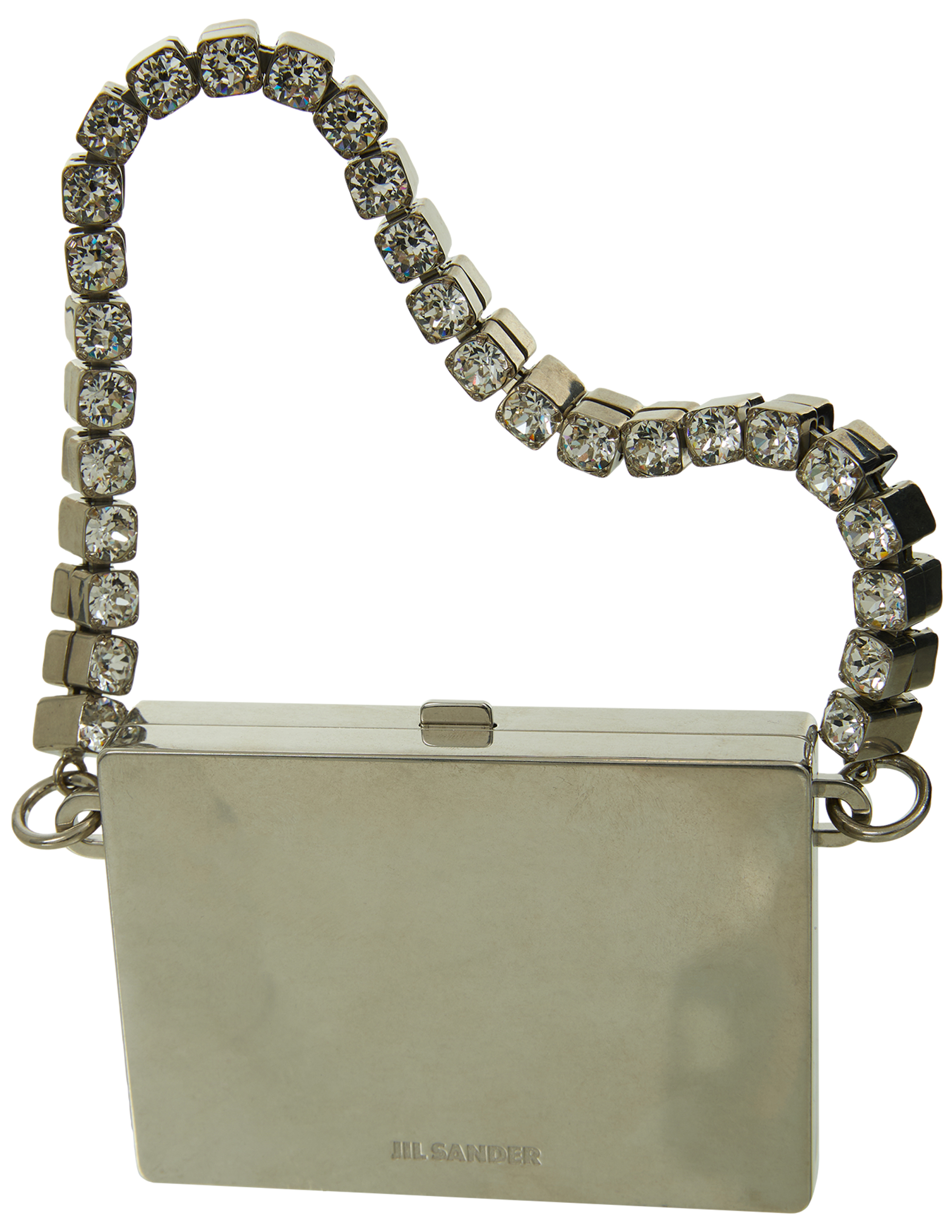 Jil Sander Mirror Clutch With Rhinestones In Silver