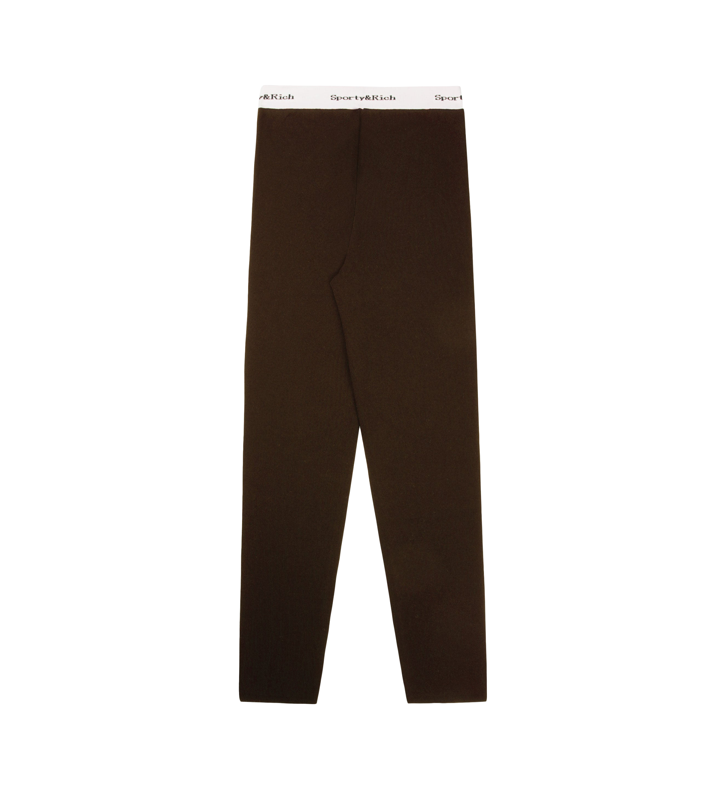 Shop Sporty And Rich Serif Logo Knitted Leggings In Brown