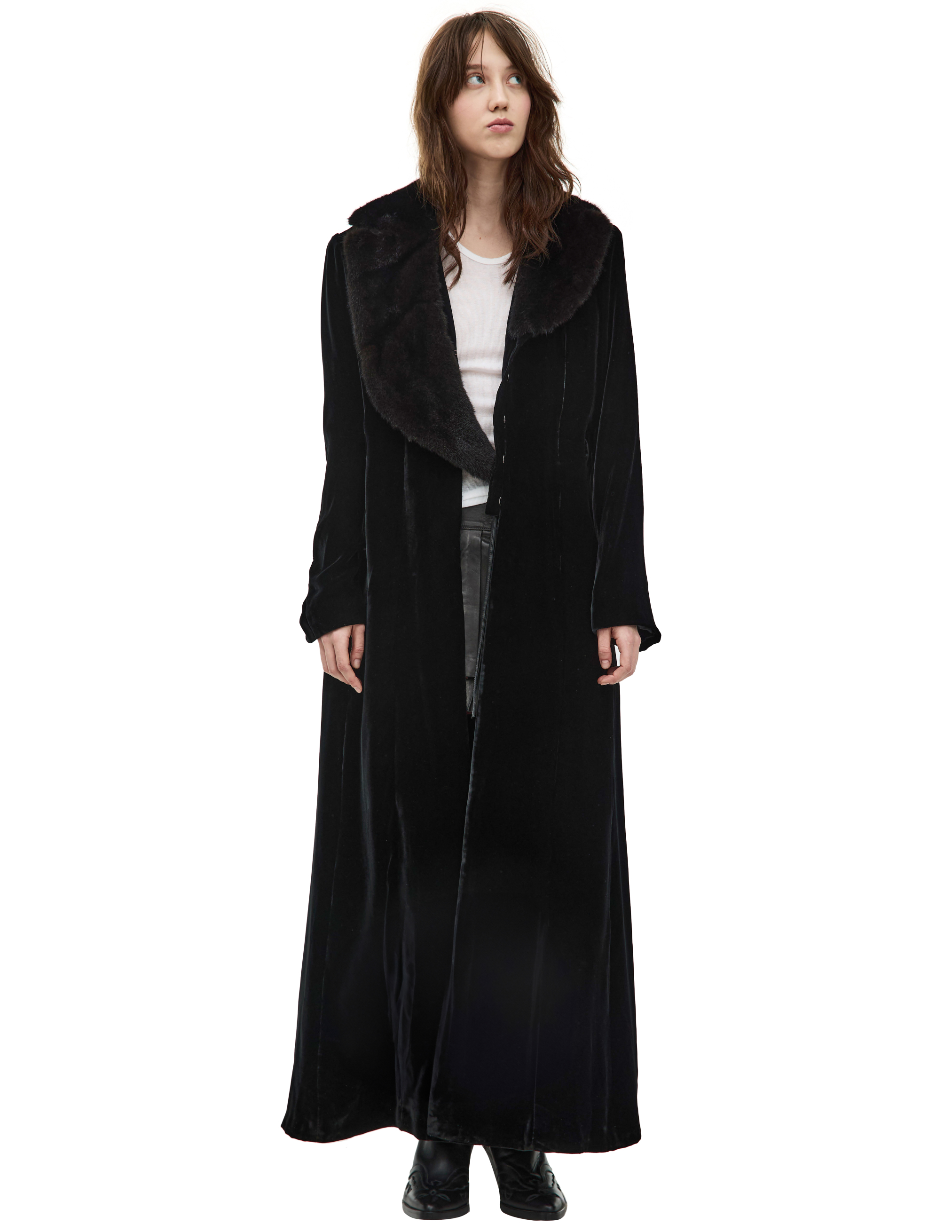 Shop Enfants Riches Deprimes Coat With Mink Collar In Black