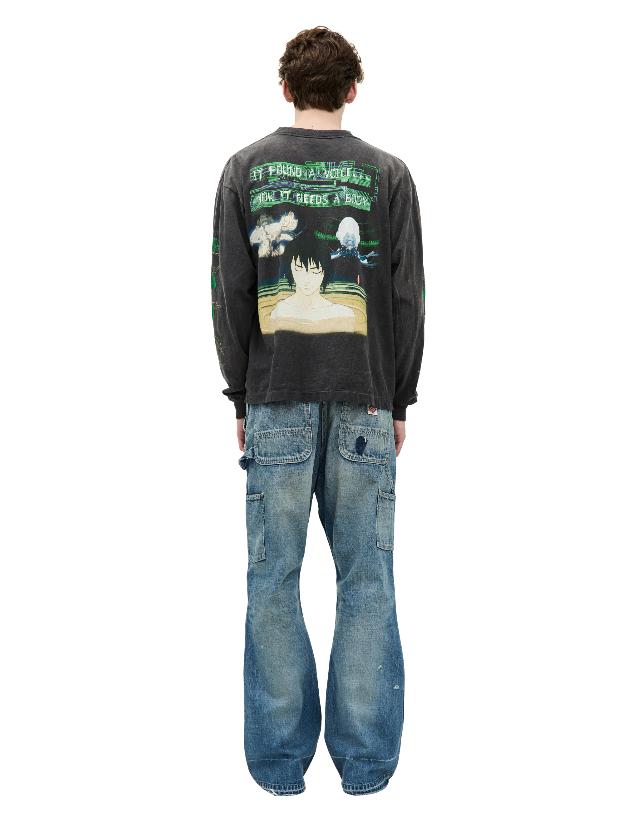 Saint Mxxxxxx X Ghost In The Shell Printed Cotton Top In Grey