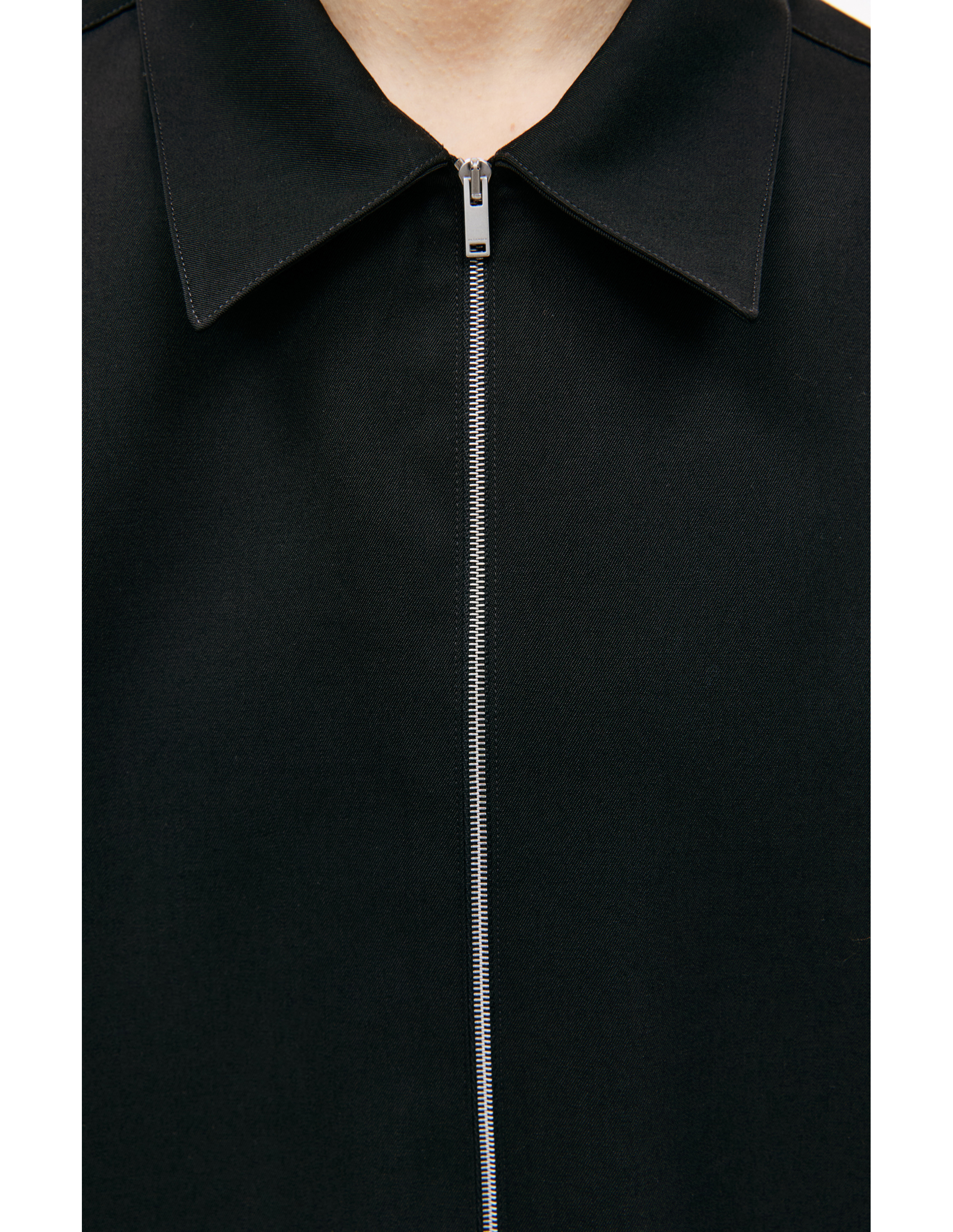 Shop Jil Sander Zip Up Wool Shirt In Black