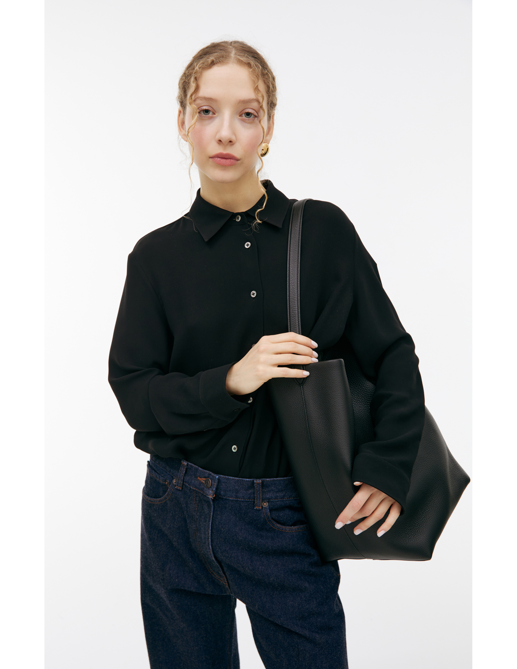 The Row Straight Wool Jeans In Navy Blue