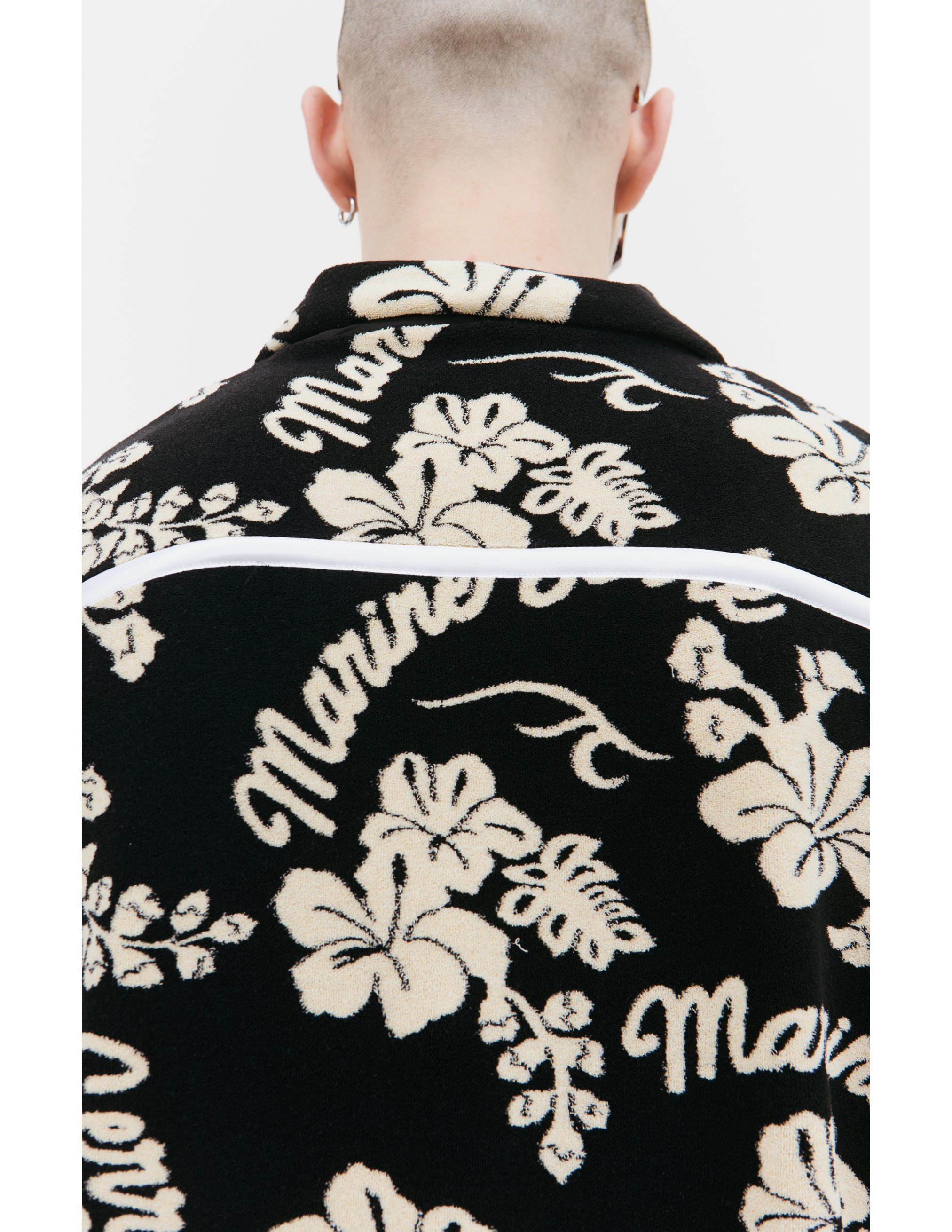 Shop Marine Serre Printed Towel Shirt In Black