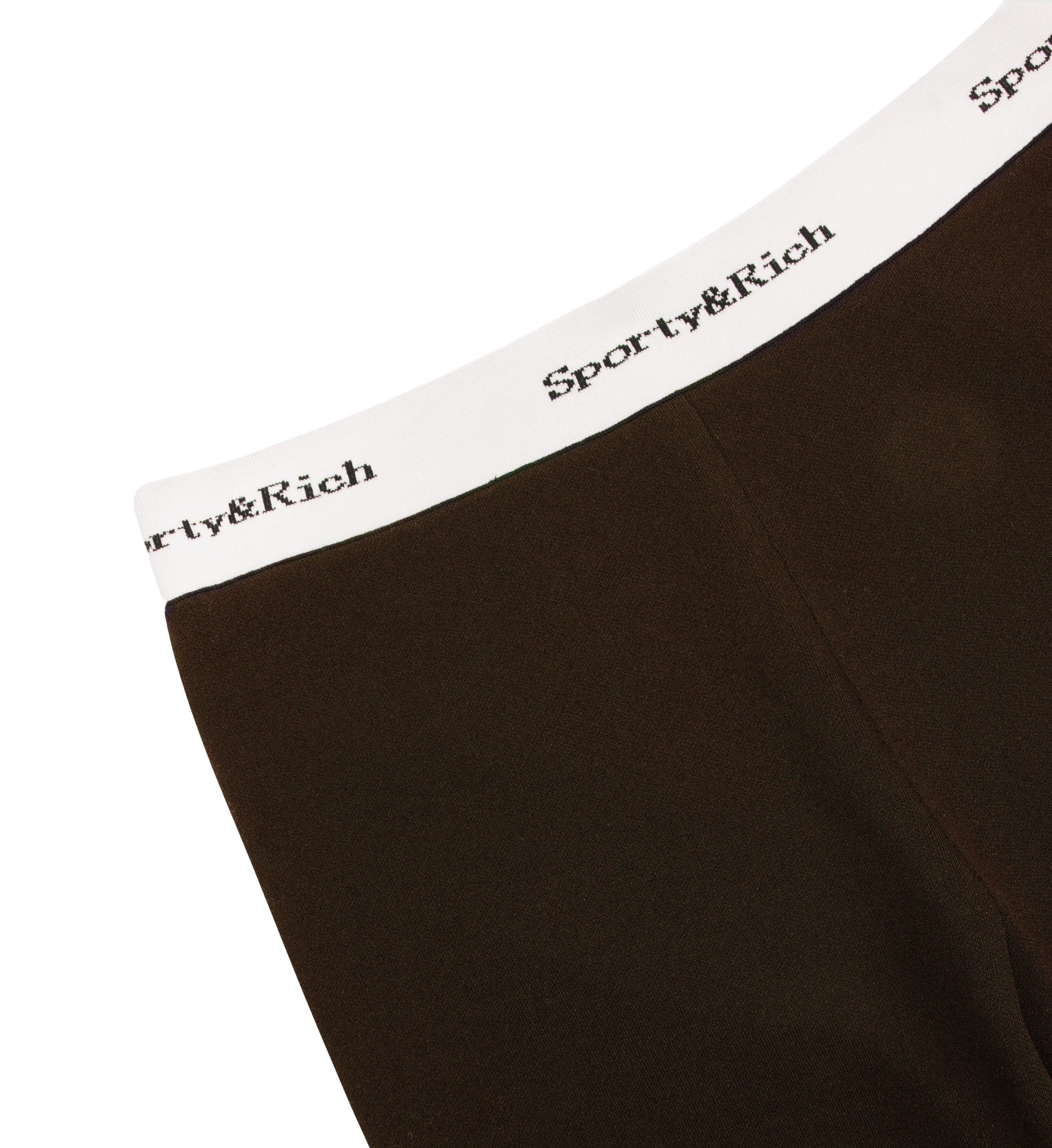 Shop Sporty And Rich Serif Logo Knitted Leggings In Brown