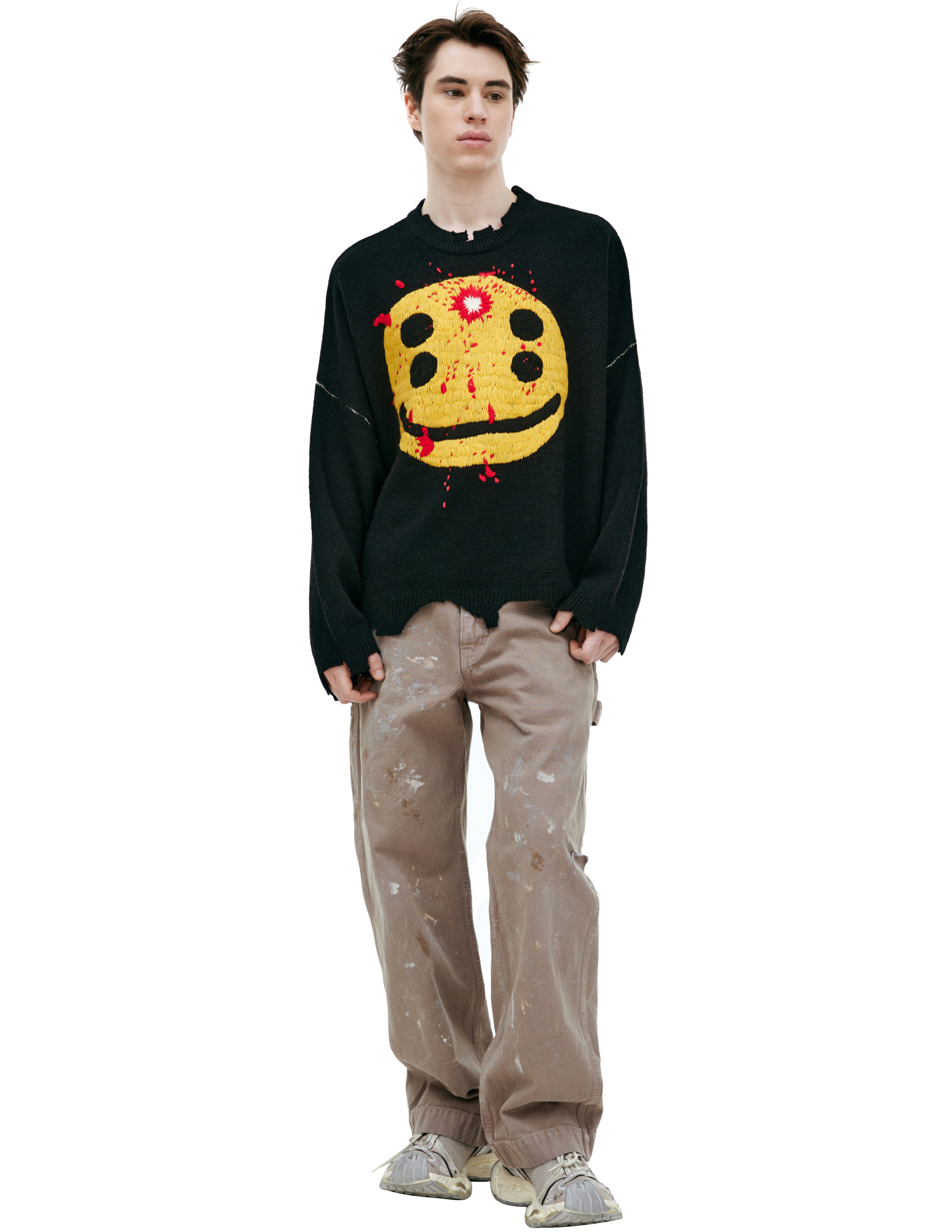 Saint Mxxxxxx Embroidered Knit Sweater In Black