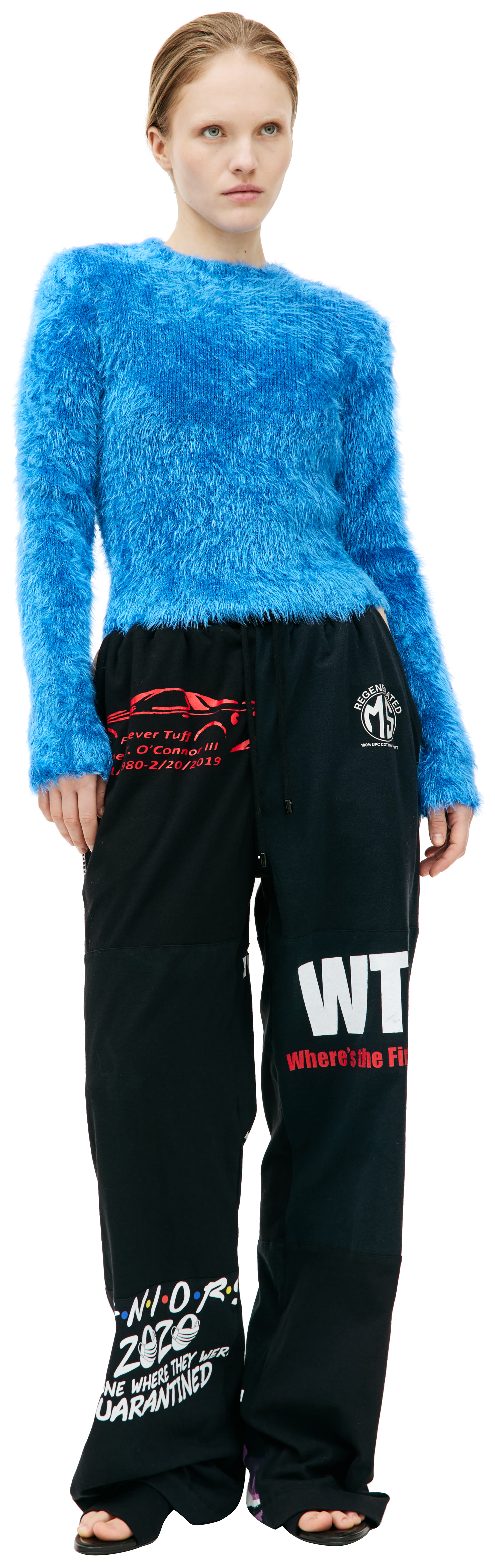 Buy MARINE SERRE women blue wild puffy sweater for $348 online on Buy MARINE SERRE women blue wild puffy sweater for $348 online on