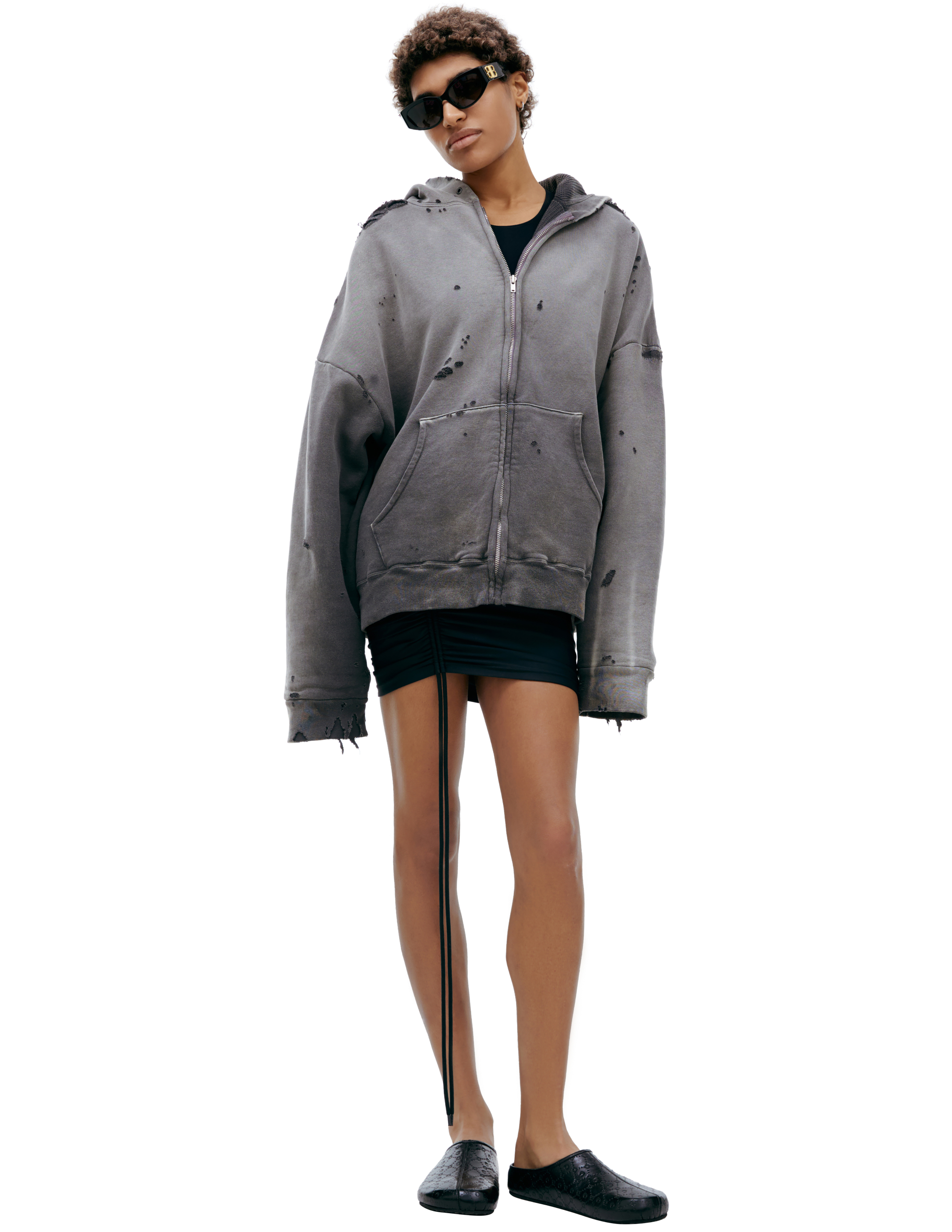 Saint Mxxxxxx Hoodie With Ripped Effect In Grey