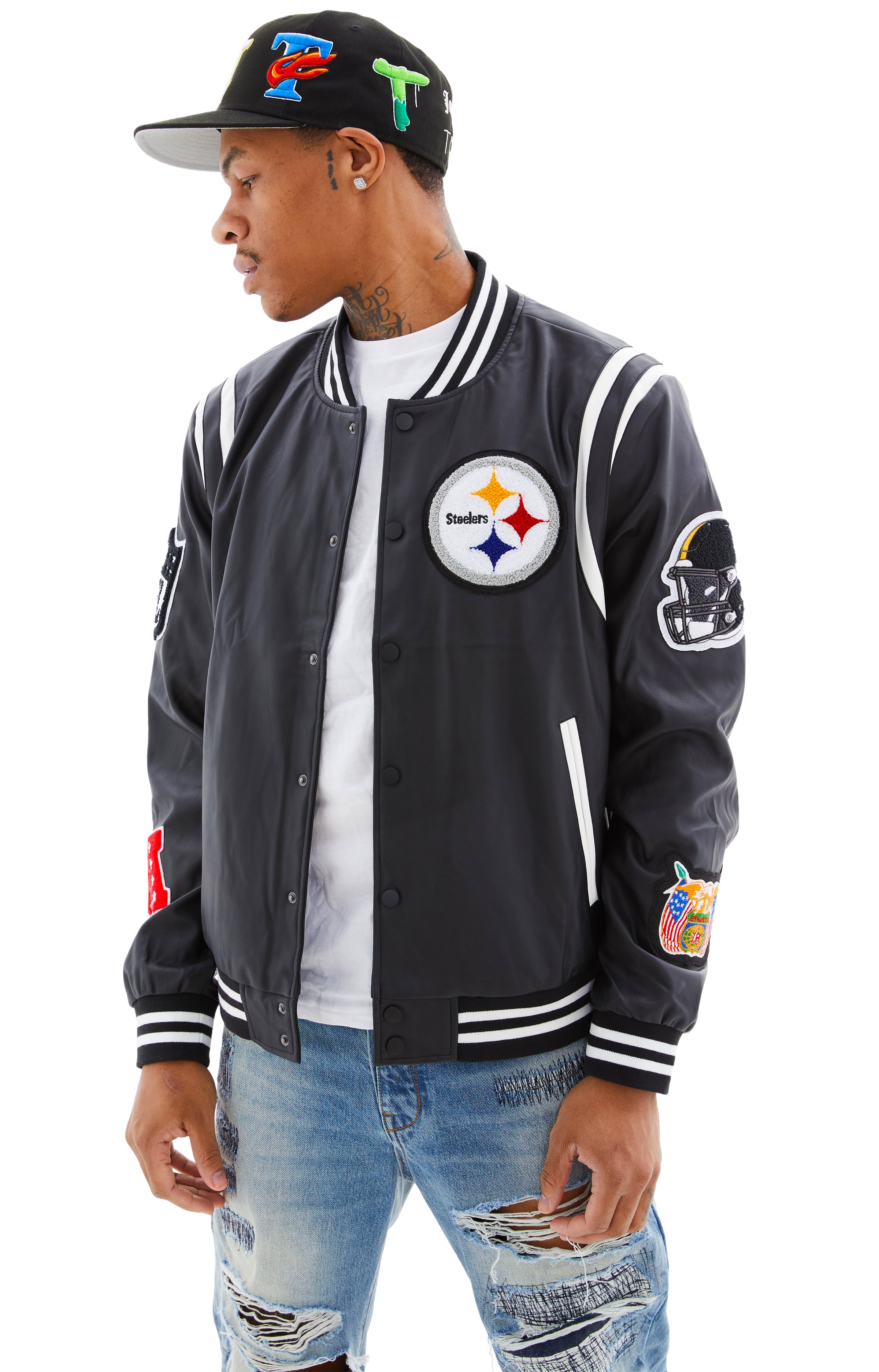 Jeff Hamilton Steelers Bomber Jacket In Black