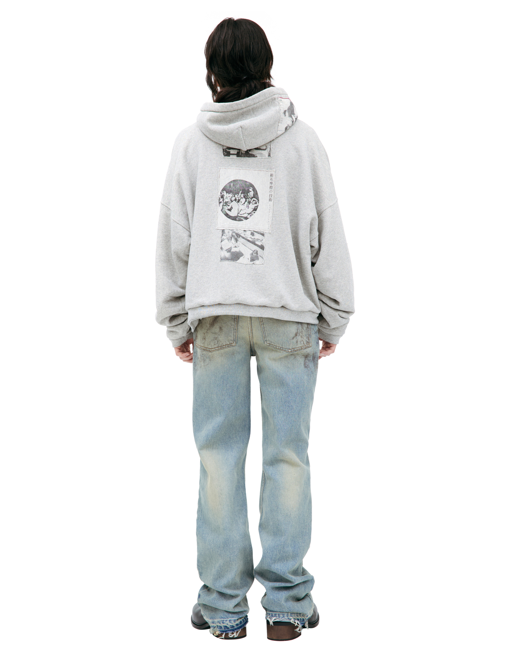 Enfants Riches Deprimes Grey Hoodie With Patches In Gray