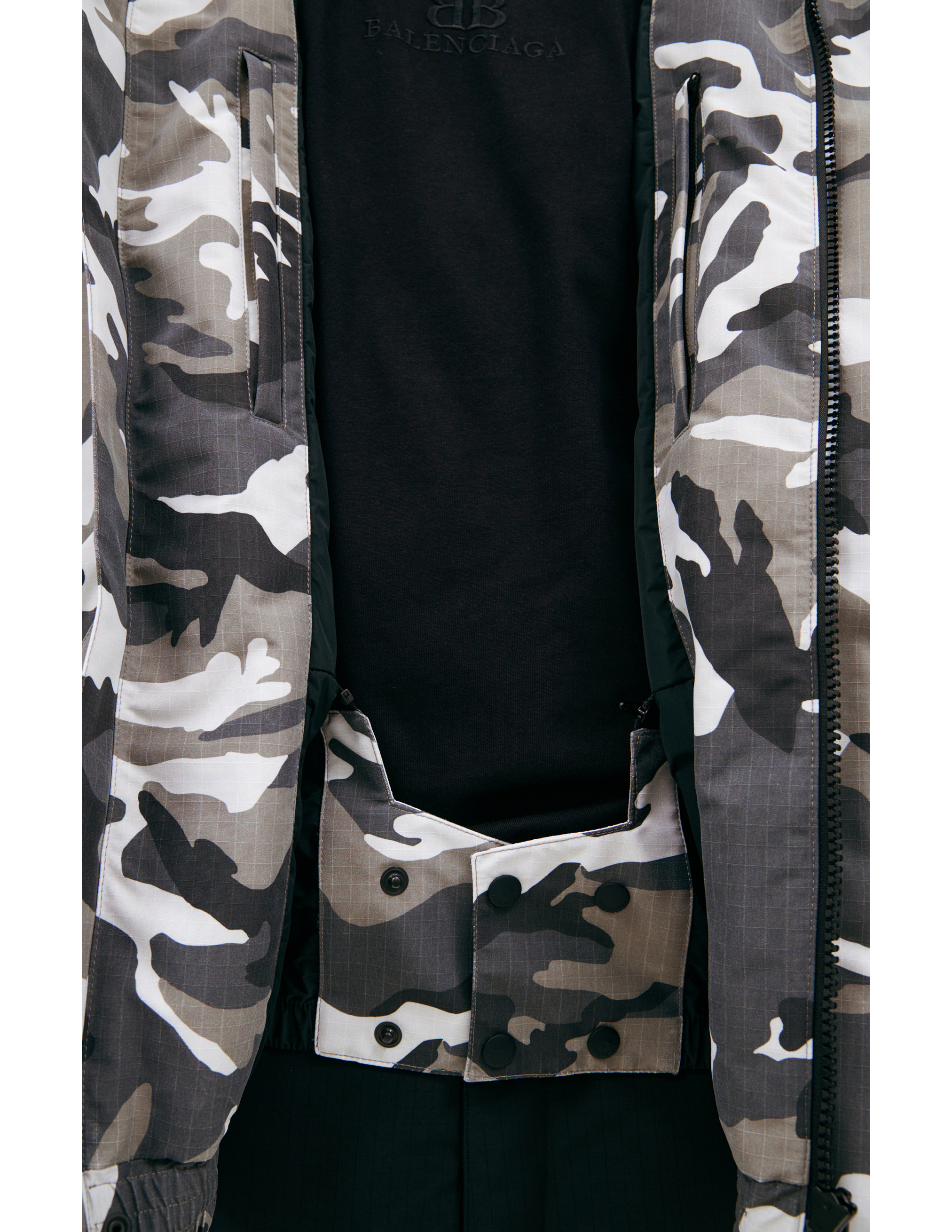 Balenciaga Camouflage Hooded Jacket In Grey