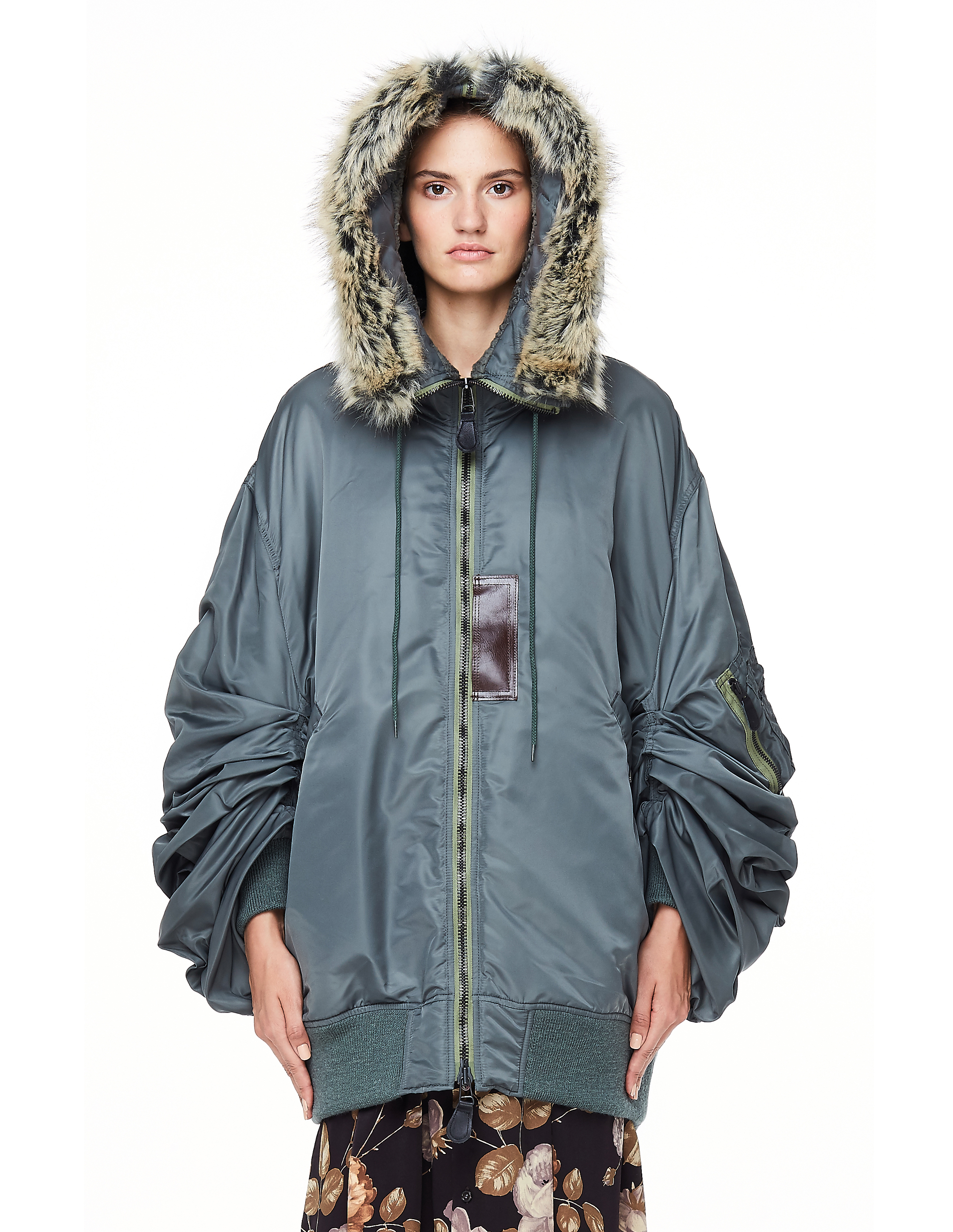 Buy Junya Watanabe women khaki oversized draped sleeves