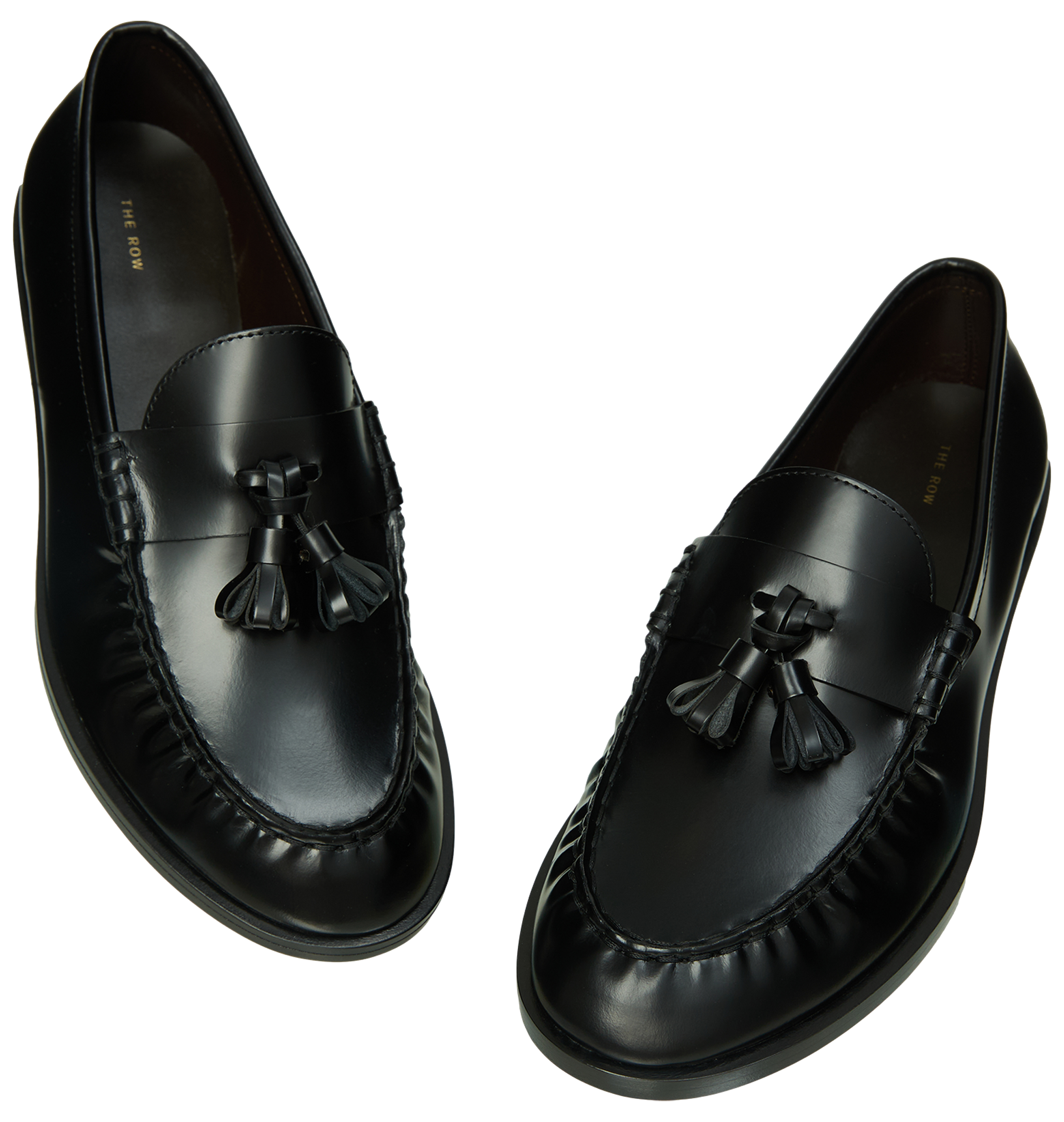 Buy The Row women black leather loafers for $1,725 online on SV77
