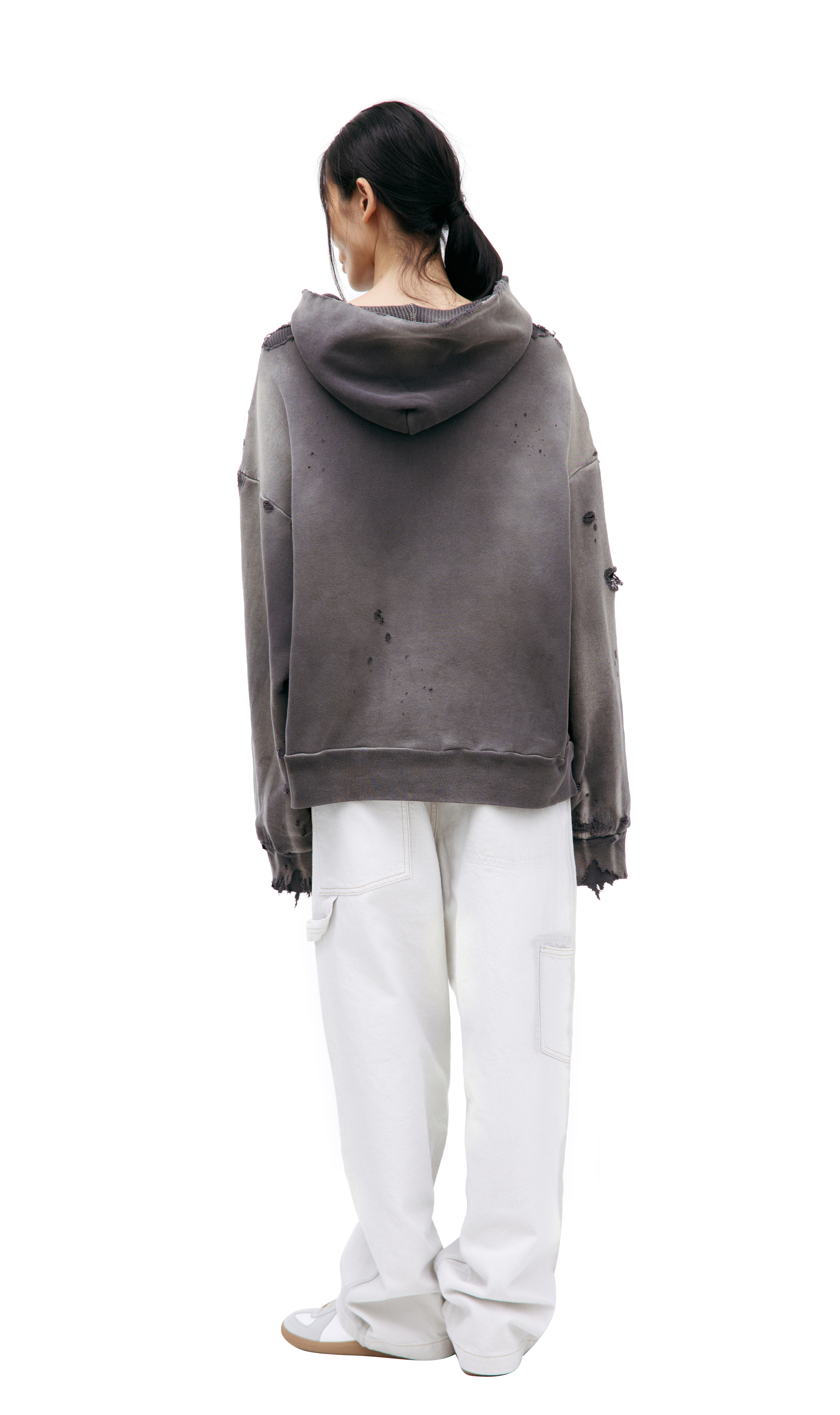 Buy Saint Mxxxxxx women grey distressed hoodie for $1,440 Buy Saint Mxxxxxx women grey distressed hoodie for $1,440