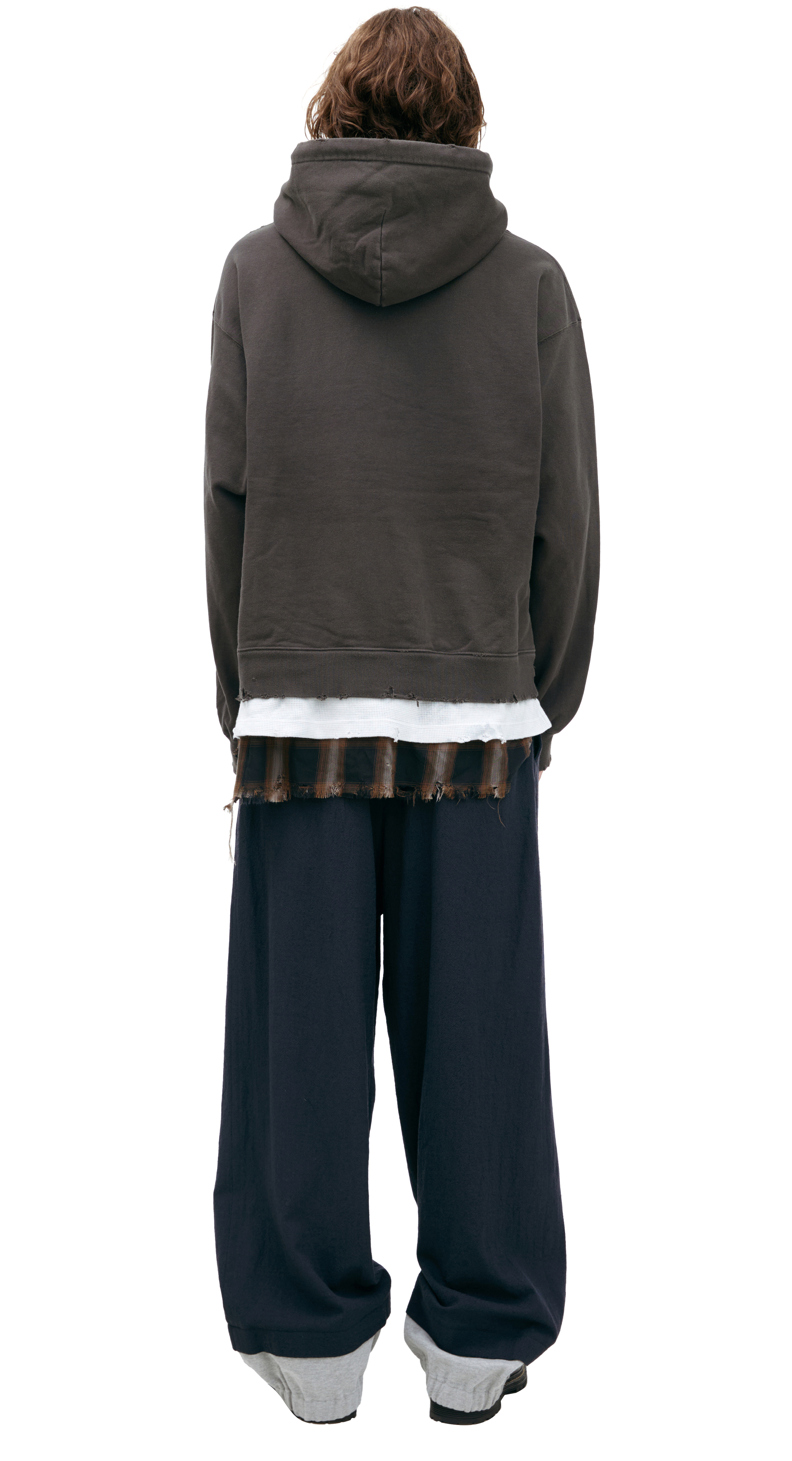 Buy Maison Mihara Yasuhiro men dark grey hoodie with a sewn-in