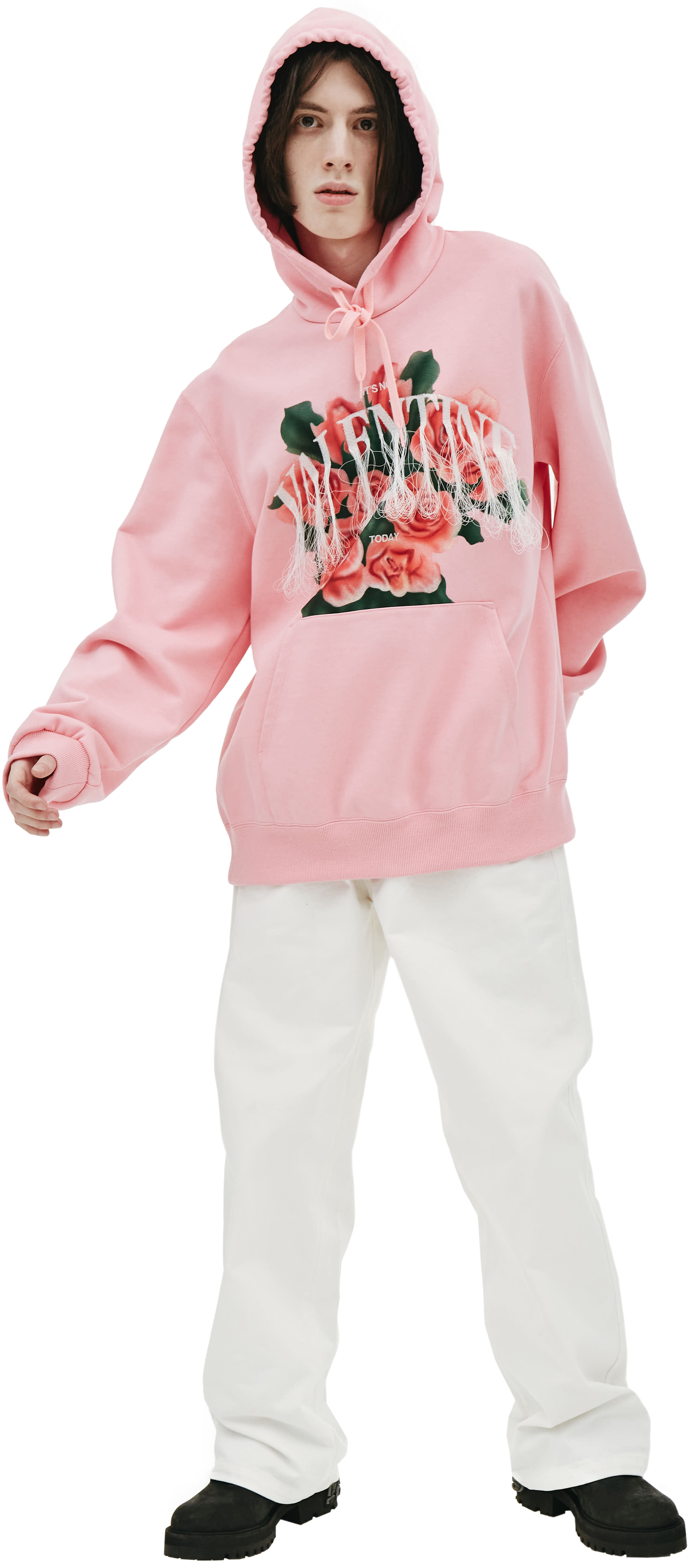 Buy Doublet men pink valentine embroidered hoodie for $318