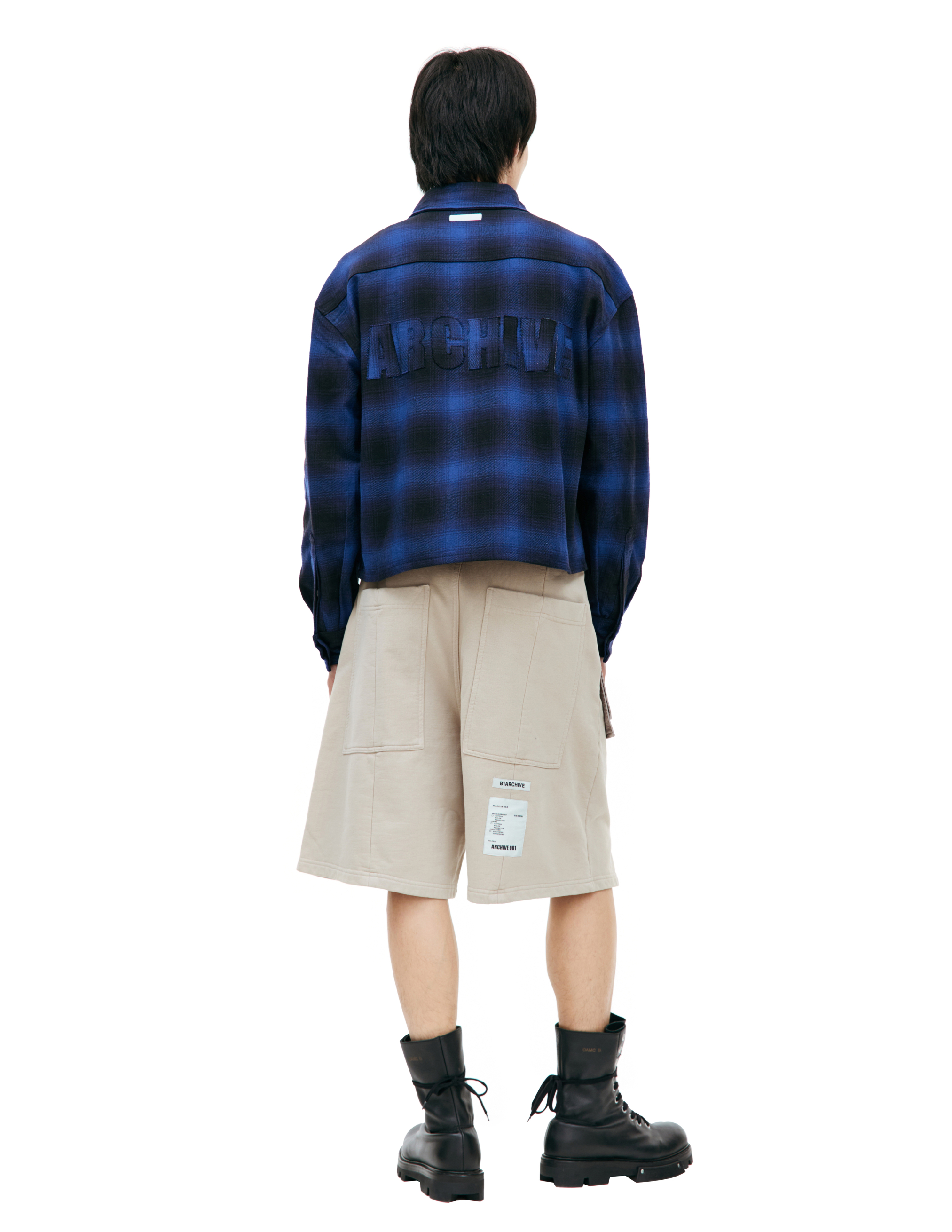 Shop B1archive Checkered Logo Shirt In Navy Blue