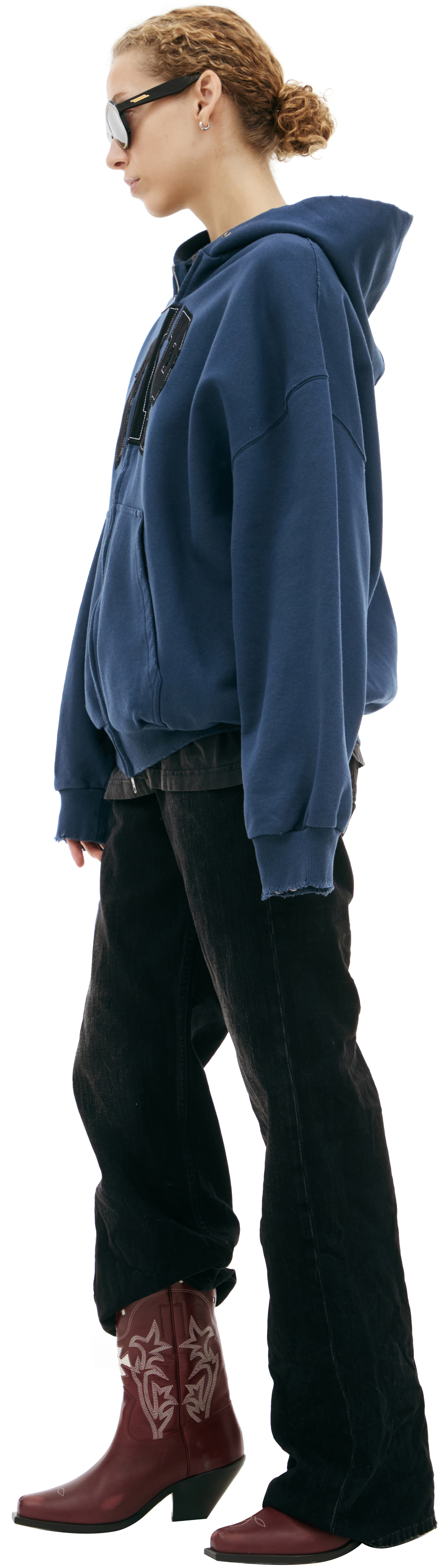 BALENCIAGA バレンシアガ　ネイビー ベルベット ブーティ Buy Balenciaga women blue 'vip' zip-up hoodie for €1,370 online on