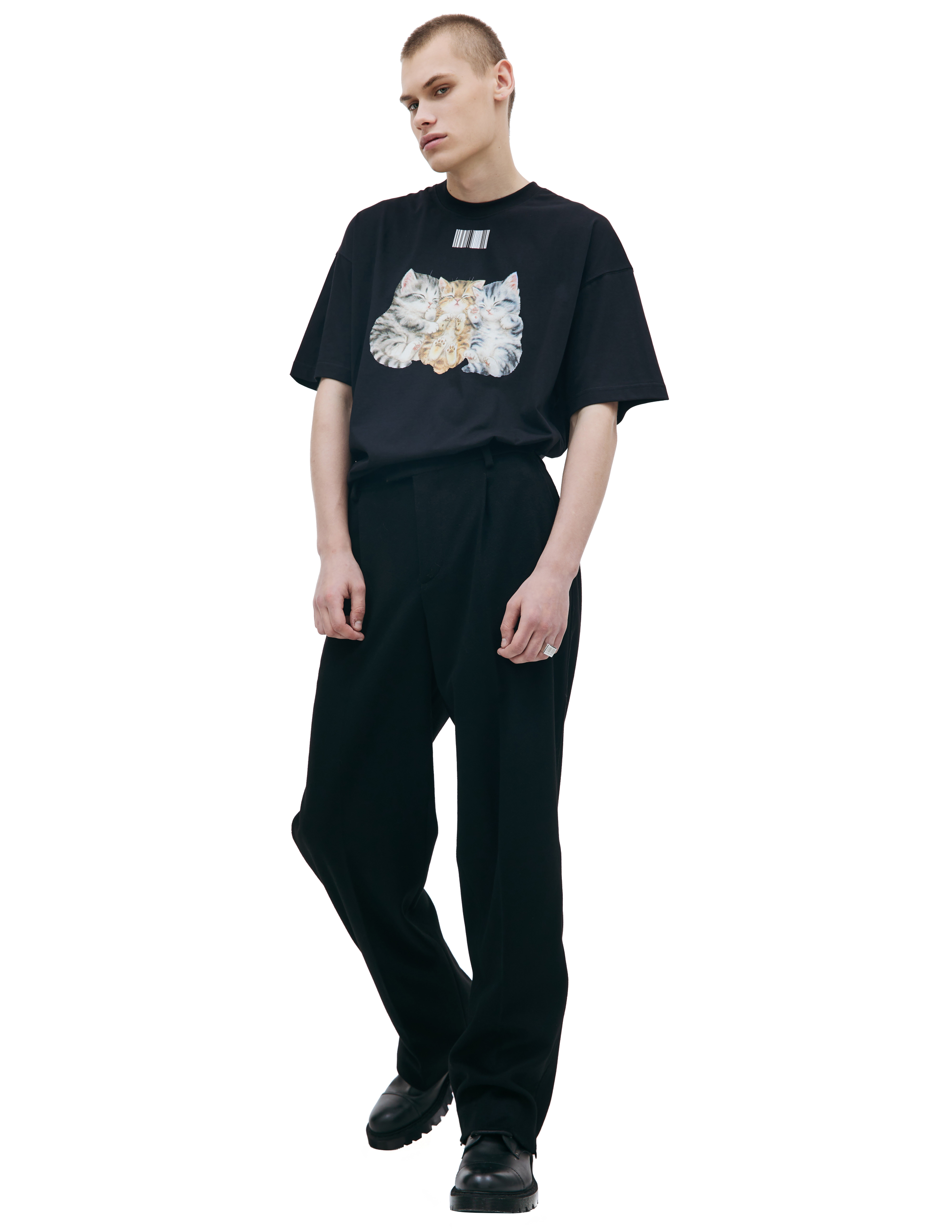 Shop Vtmnts Black Wool Trousers