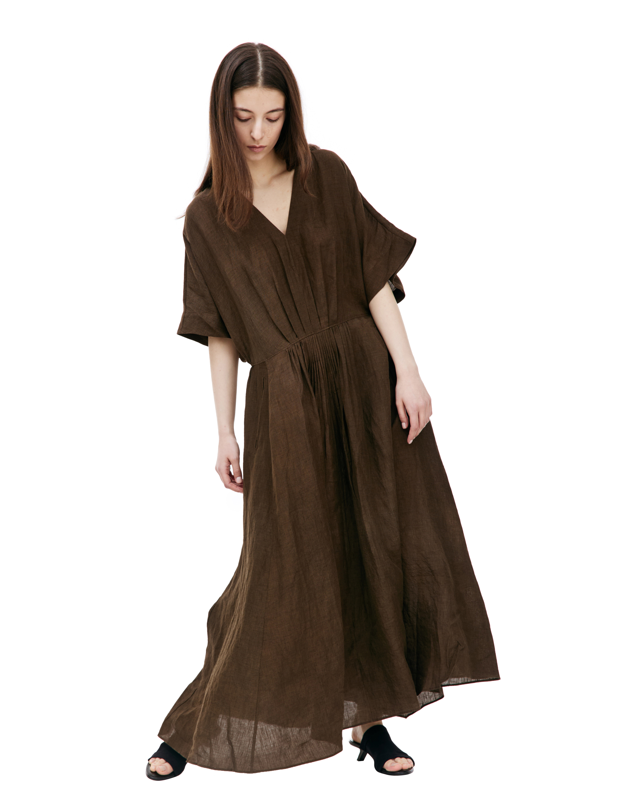 Shop Ziggy Chen Brown Linen Dress